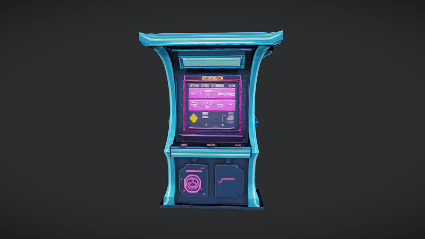 futuristic arcade game machine 3D model_1