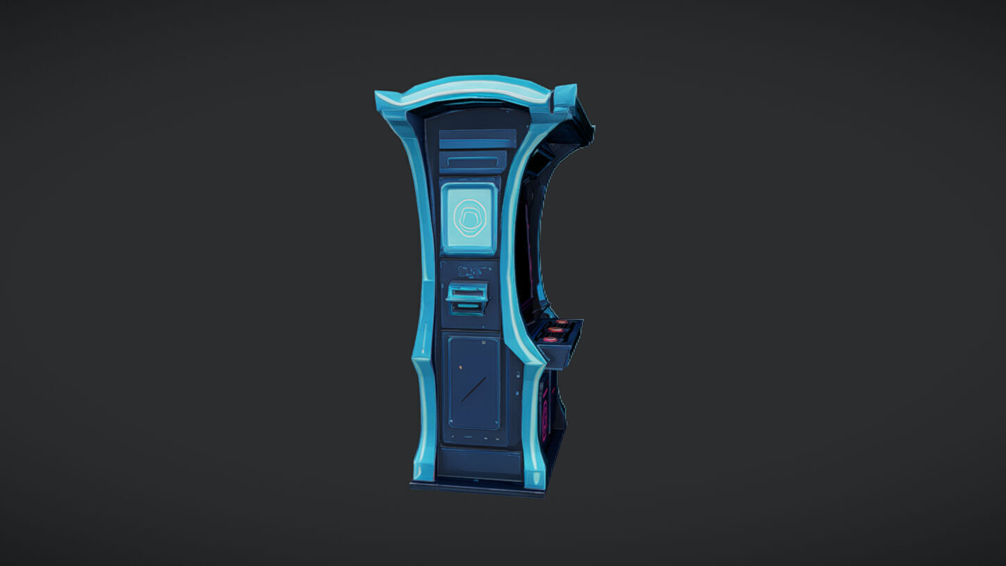 futuristic arcade game machine 3D model_3