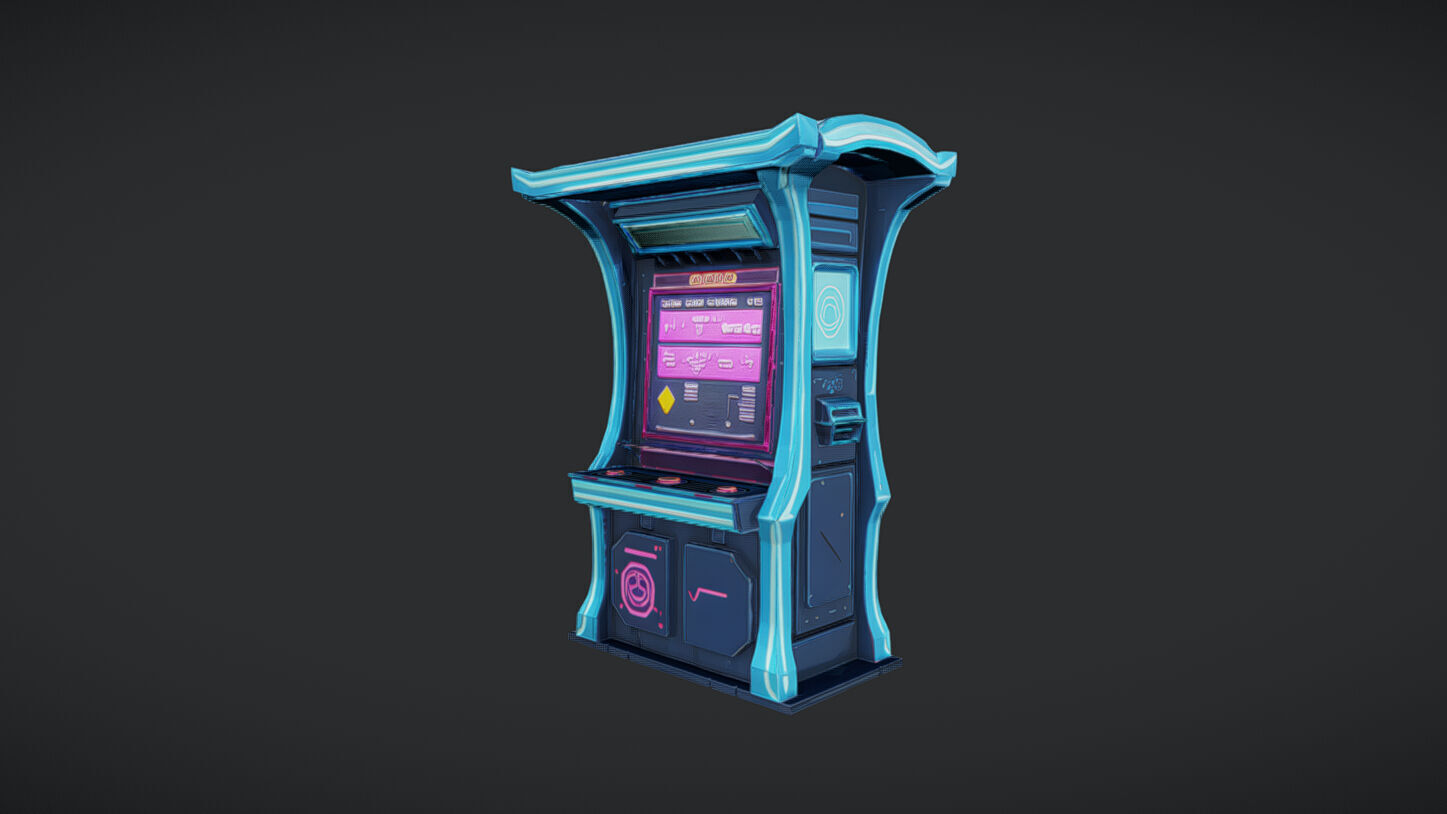 futuristic arcade game machine 3D model_6