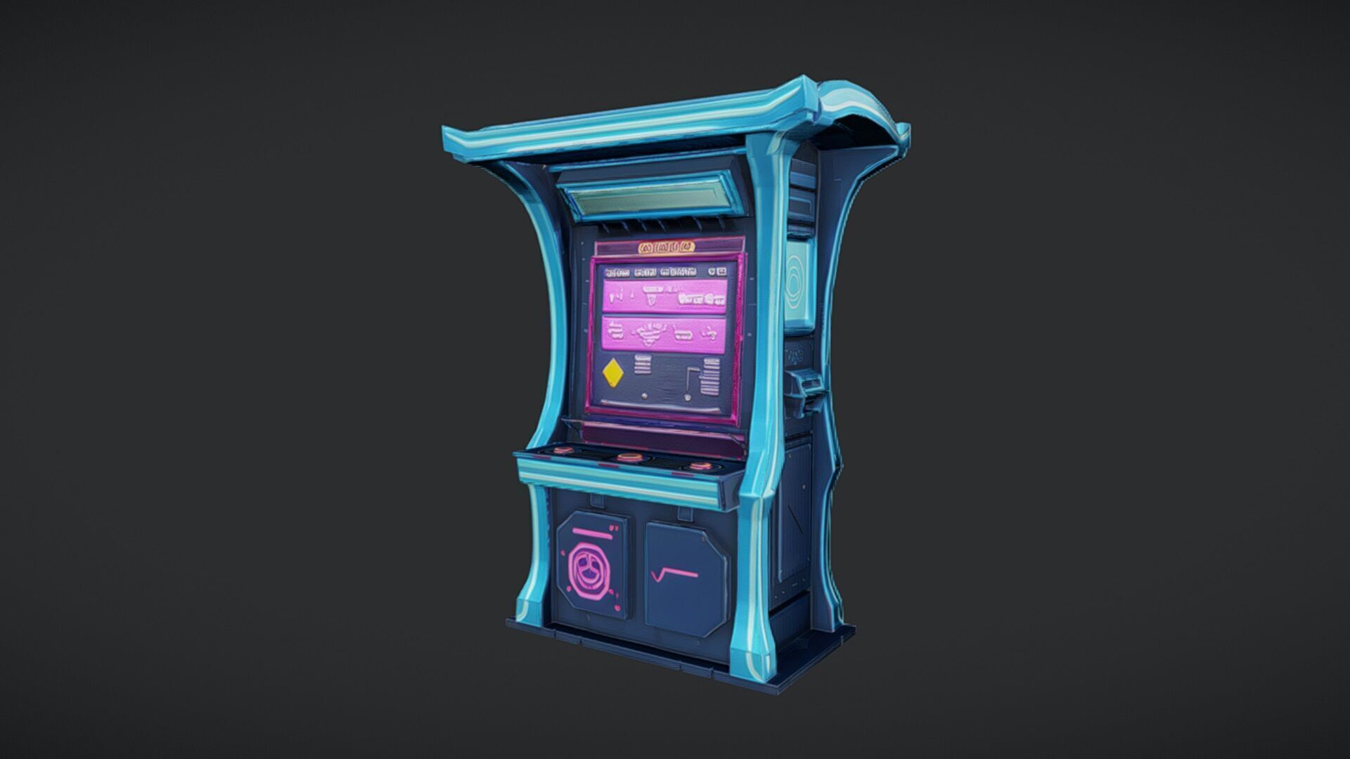 futuristic arcade game machine 3D model_7