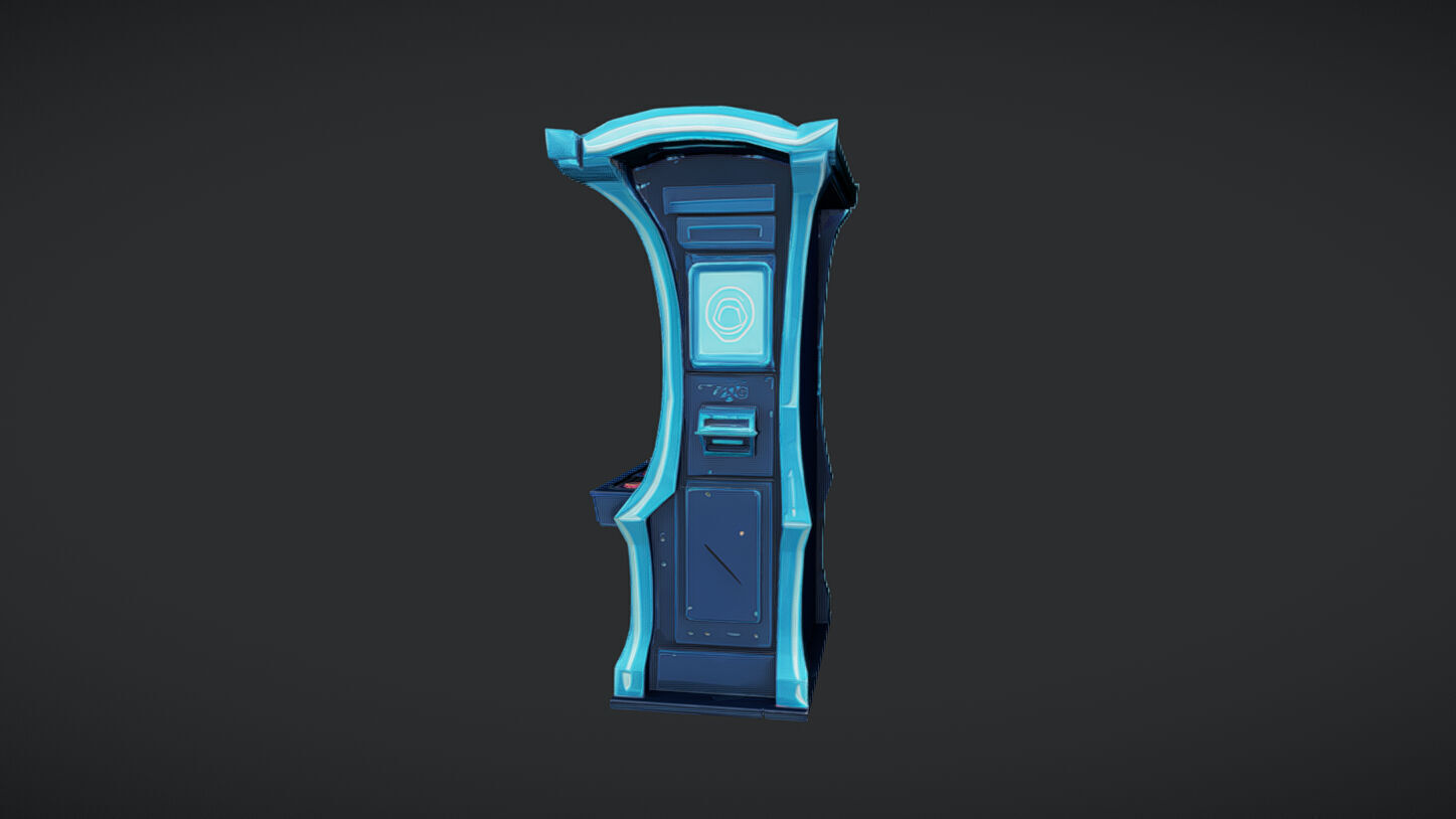 futuristic arcade game machine 3D model_5