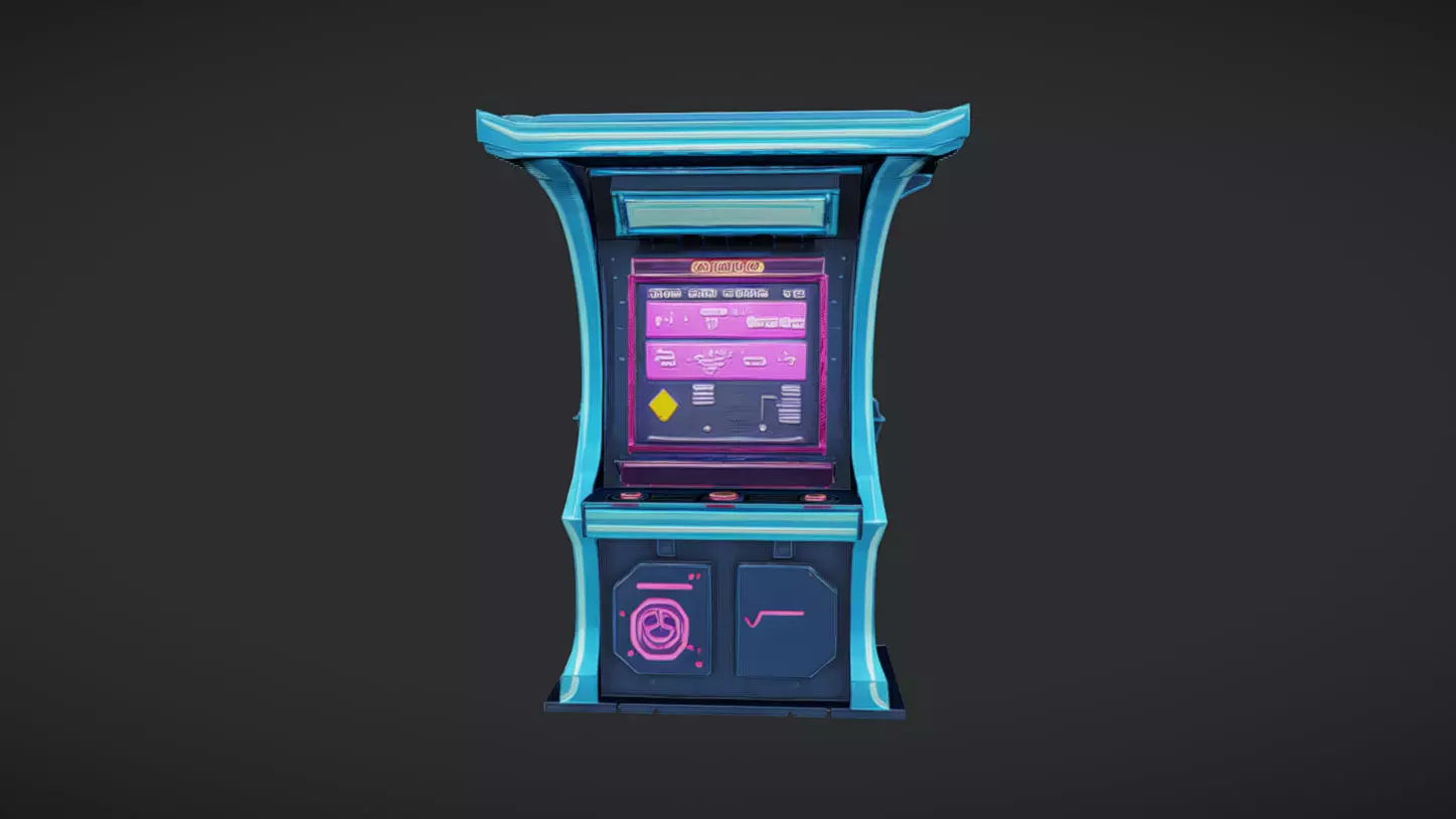 futuristic arcade game machine 3D model_0