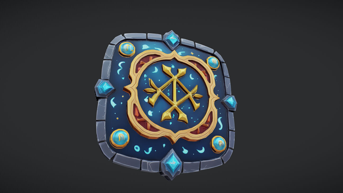 fantasy emblem with symbols 3D model_2