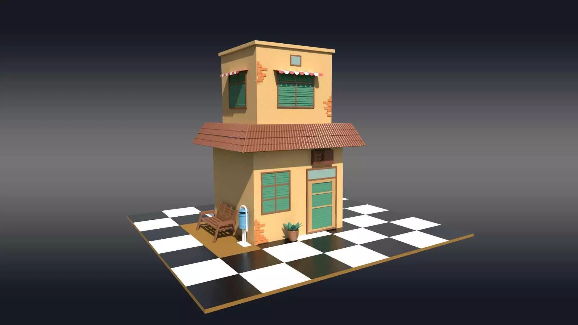 Cartoonish House Building Free low-poly 3D model