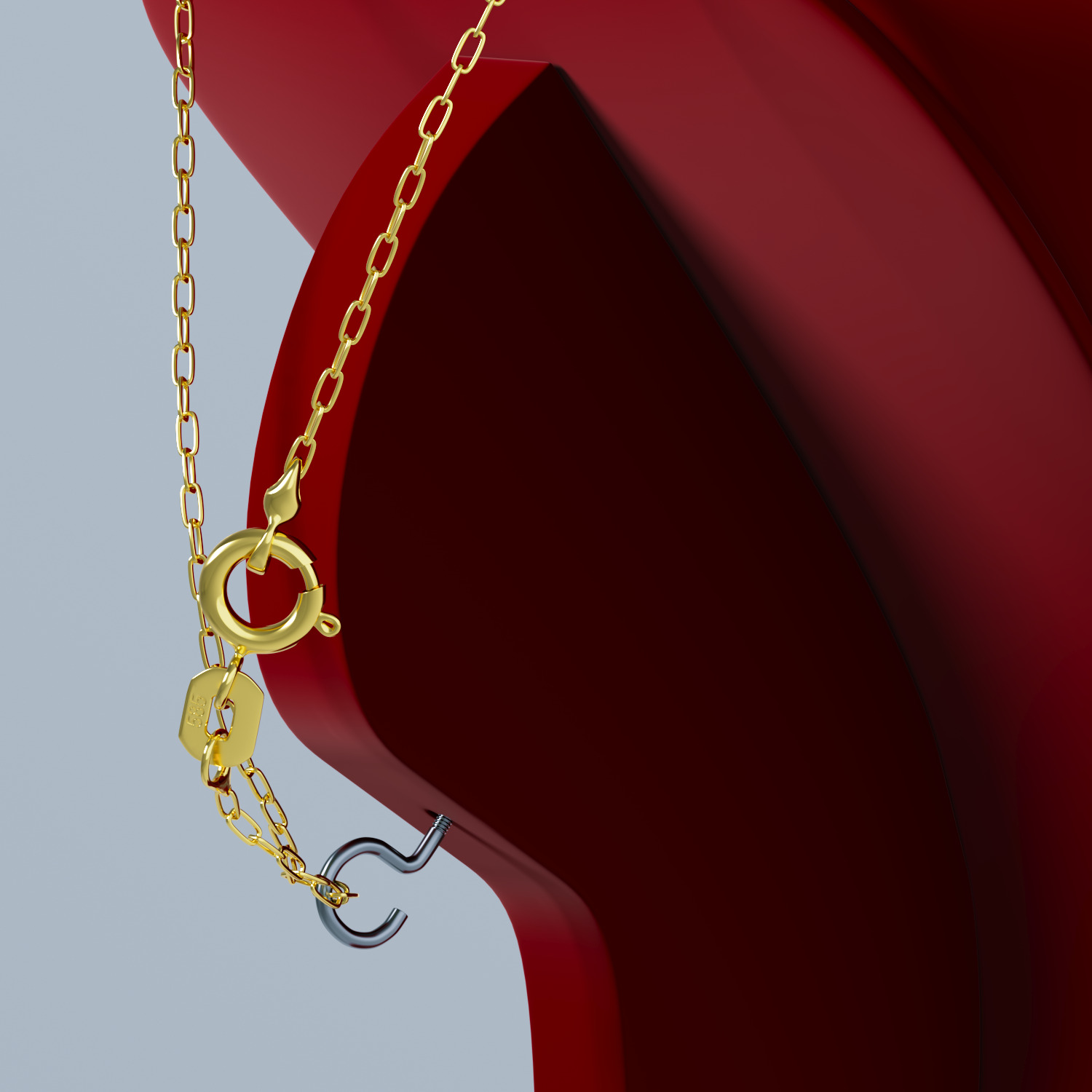 jewelry stand and pendant with chain 3D model_2