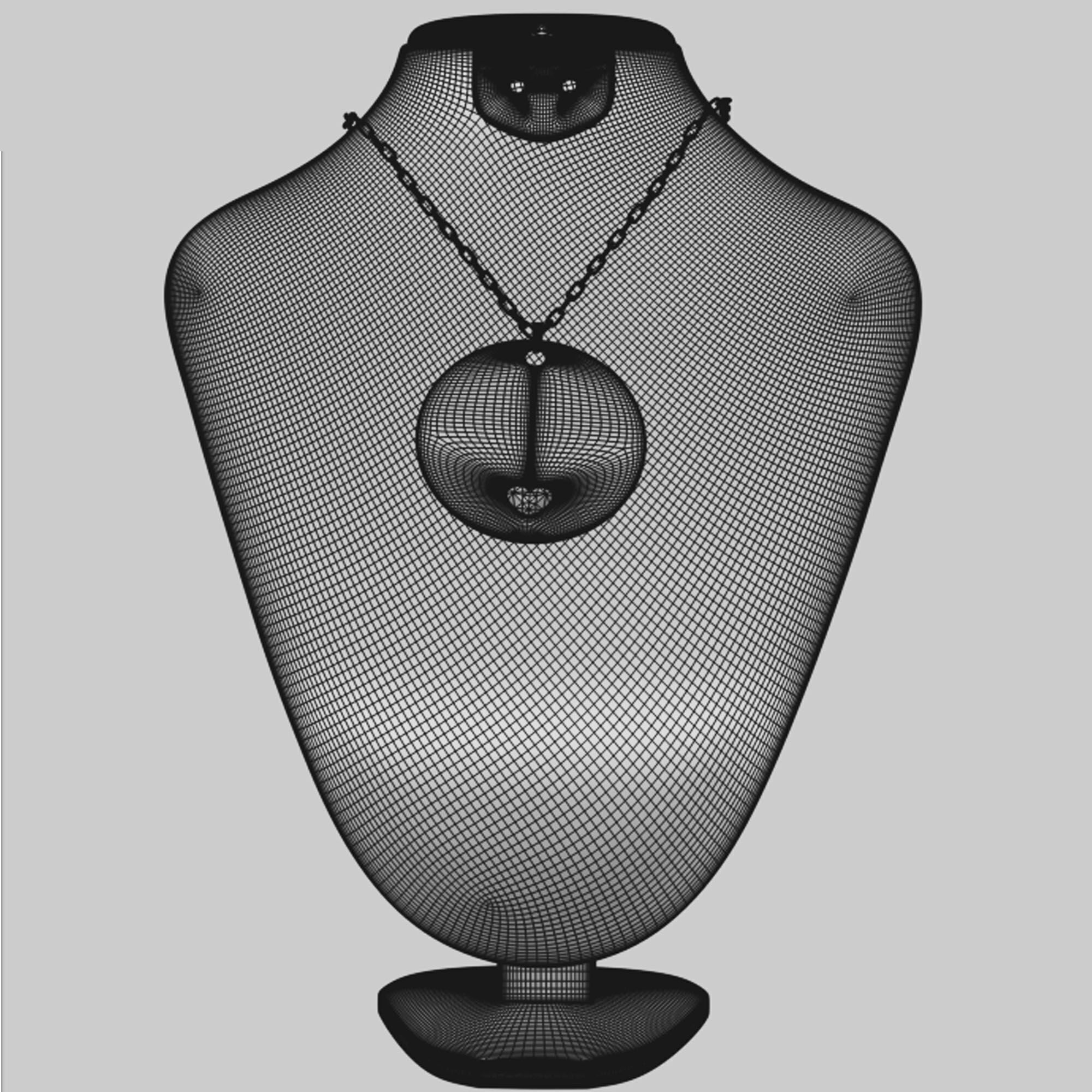 jewelry stand and pendant with chain 3D model_3