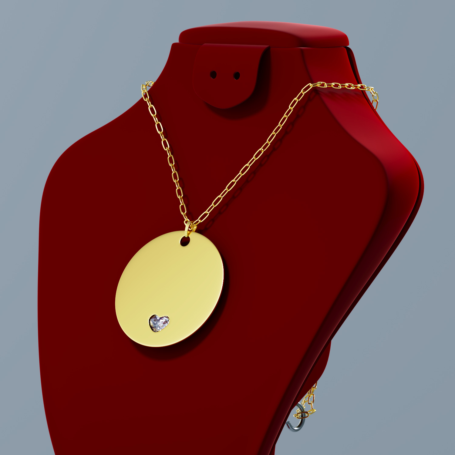 jewelry stand and pendant with chain 3D model_1
