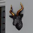 antelope head low poly wall mount STL 3D print model_2