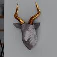 antelope head low poly wall mount STL 3D print model_1