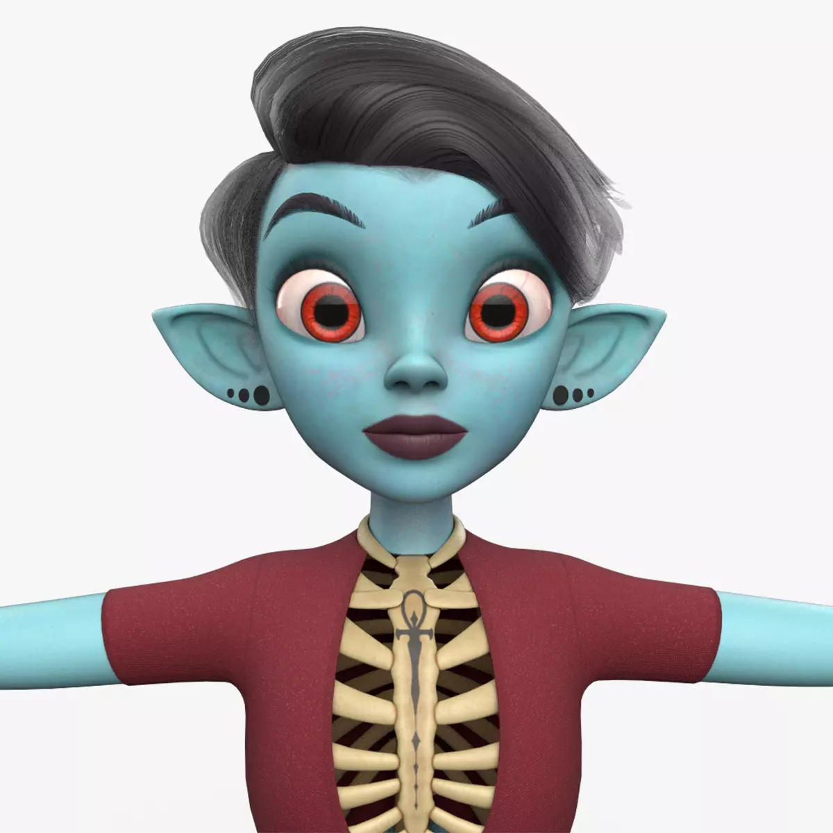 Semi-Realistic Female GHOST Character without Rig Low-poly 3D model_0