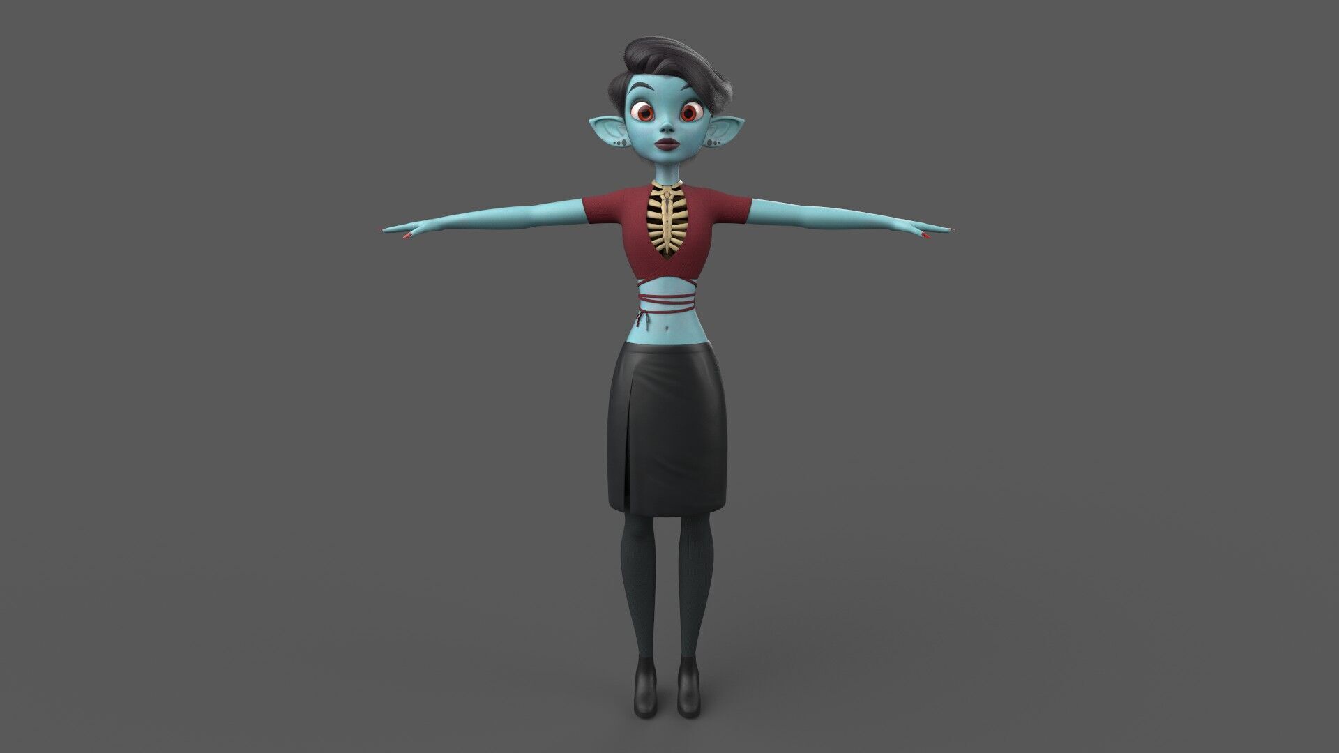 Semi-Realistic Female GHOST Character without Rig Low-poly 3D model_4