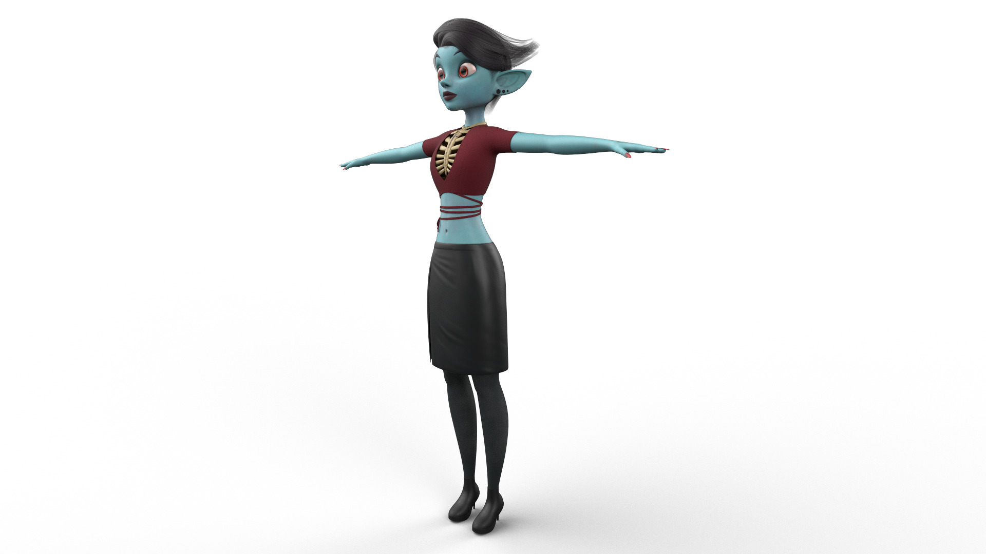 Semi-Realistic Female GHOST Character without Rig Low-poly 3D model_6