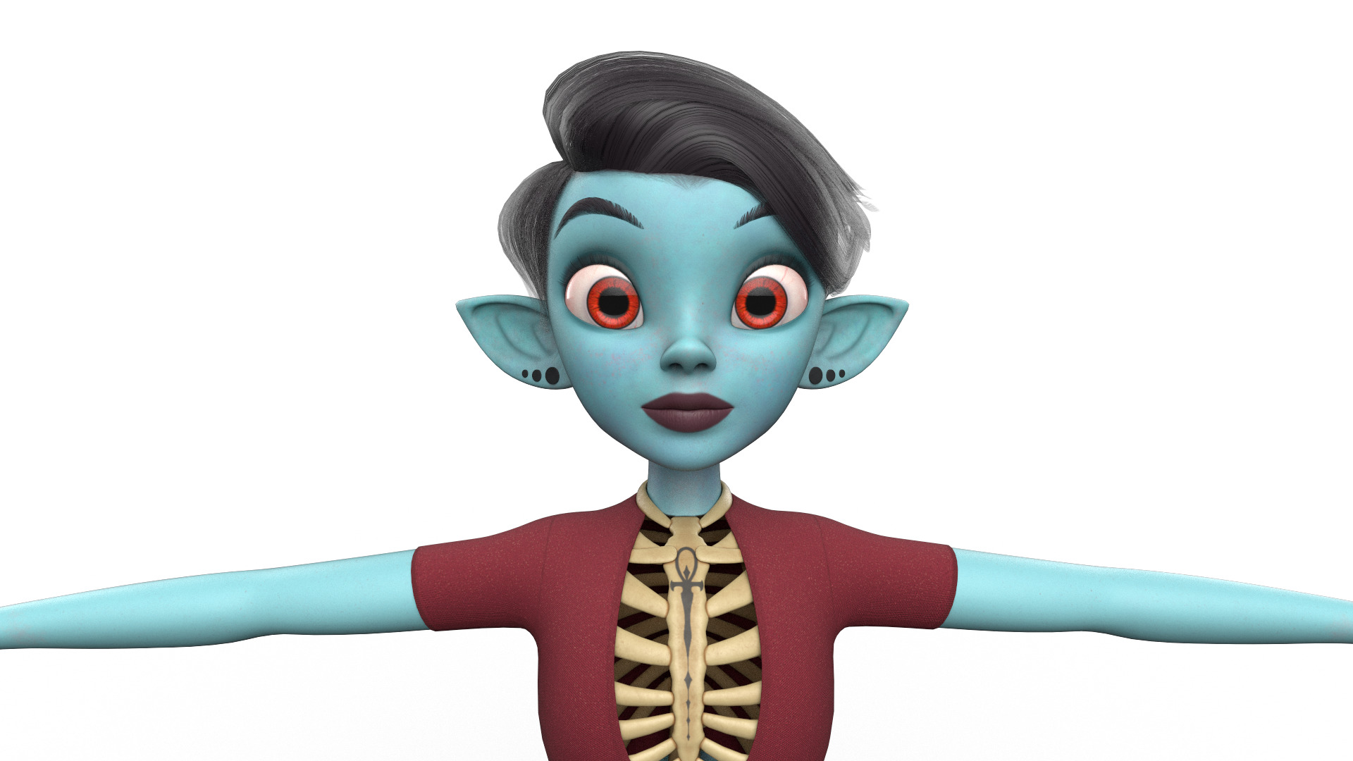 Semi-Realistic Female GHOST Character without Rig Low-poly 3D model_2