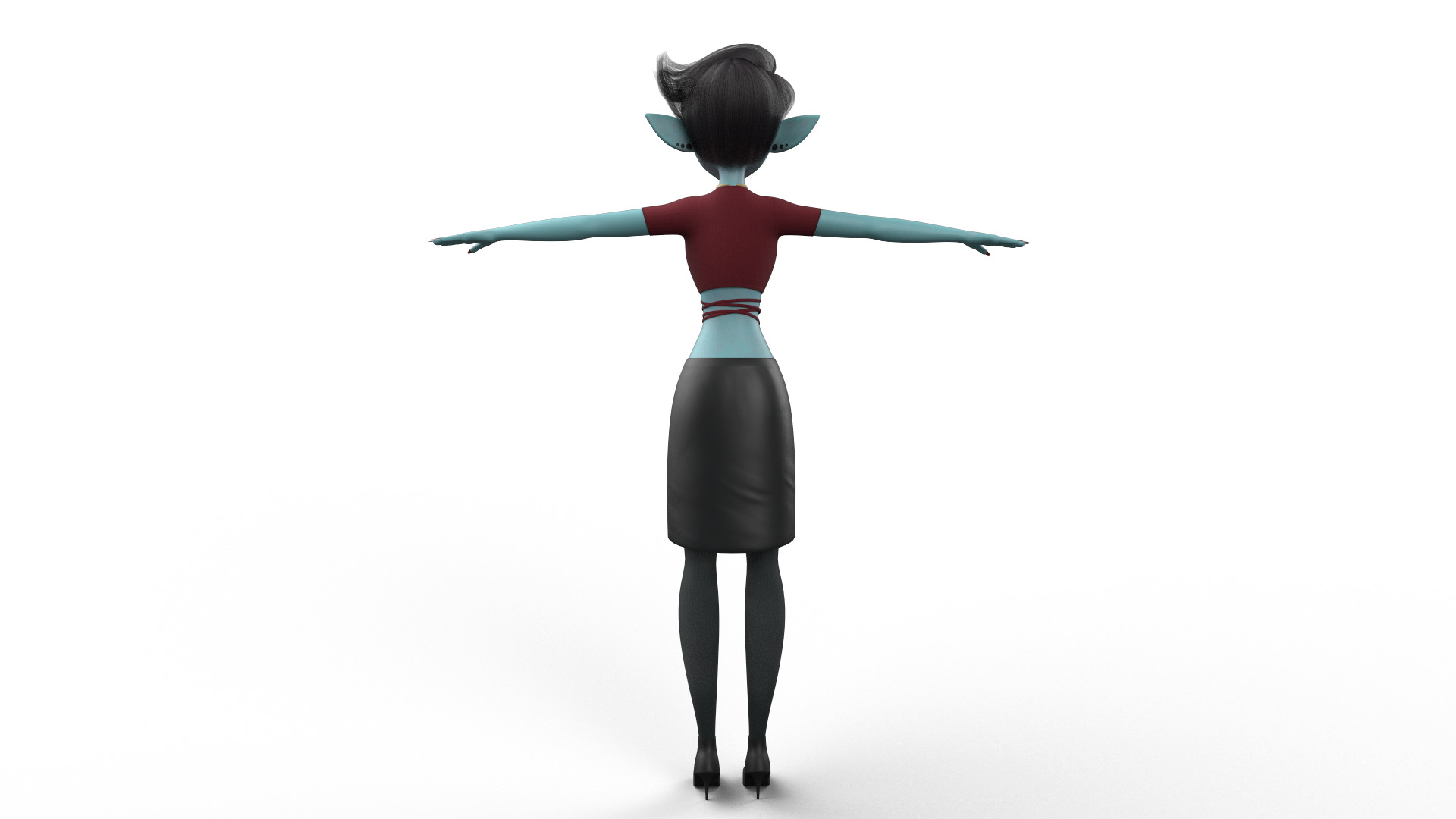 Semi-Realistic Female GHOST Character without Rig Low-poly 3D model_7