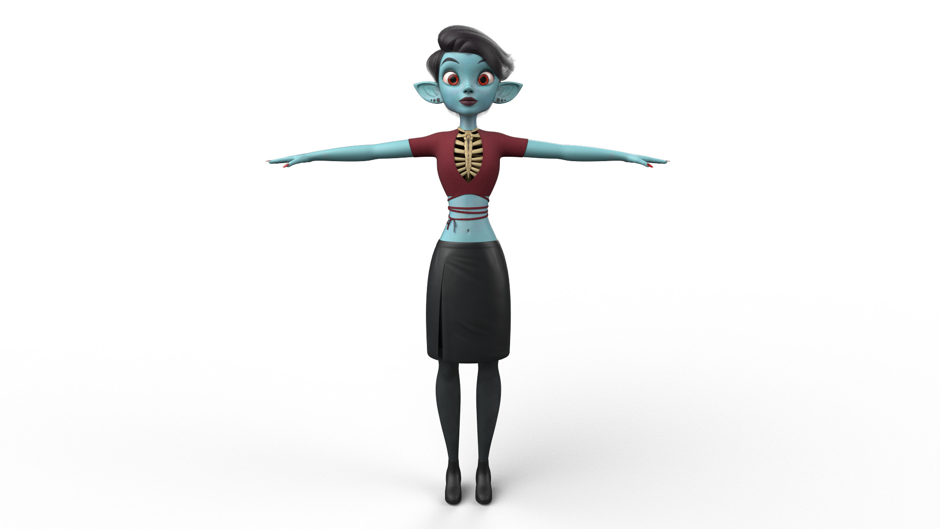 Semi-Realistic Female GHOST Character without Rig Low-poly 3D model_3