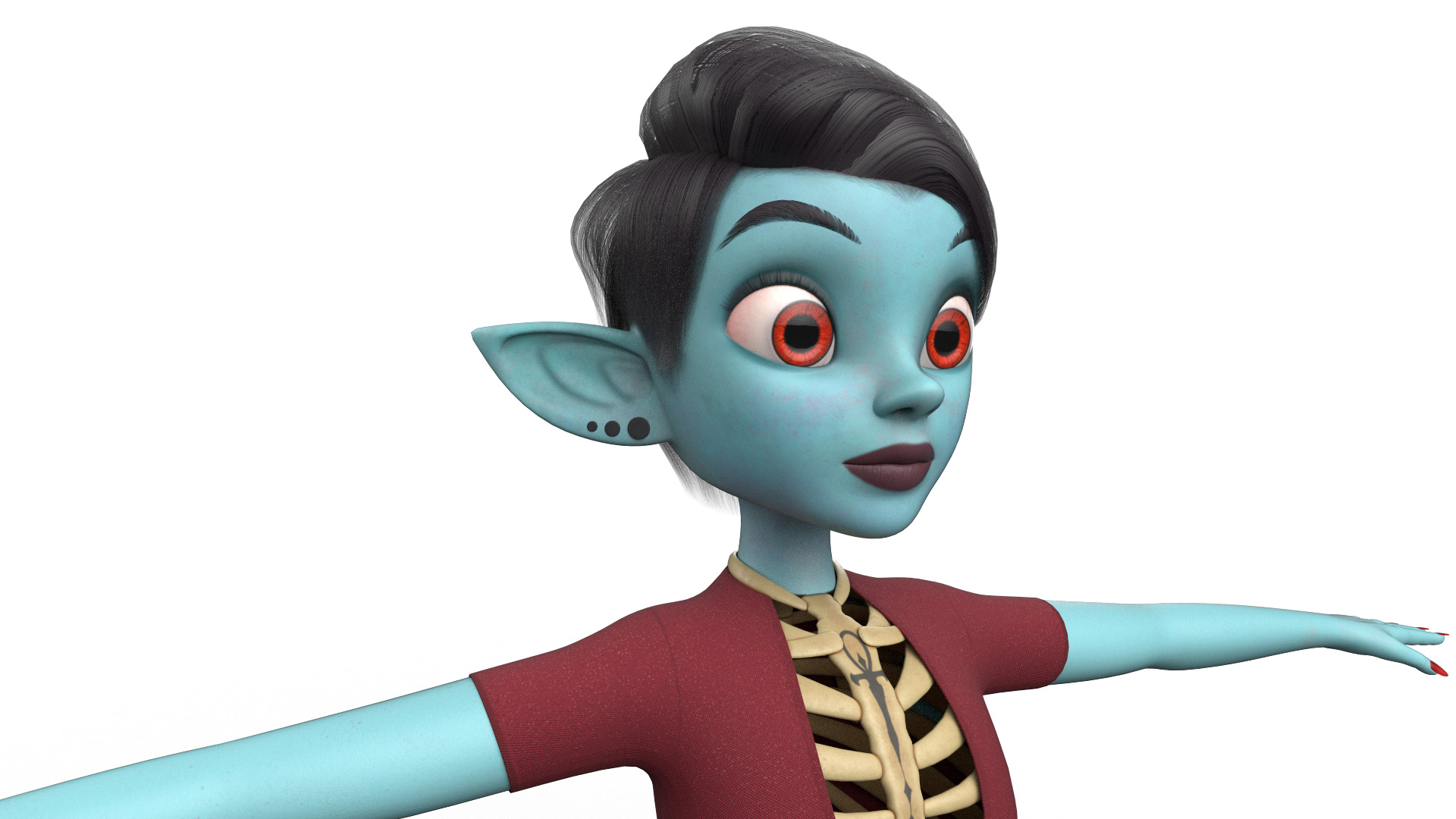 Semi-Realistic Female GHOST Character without Rig Low-poly 3D model_1