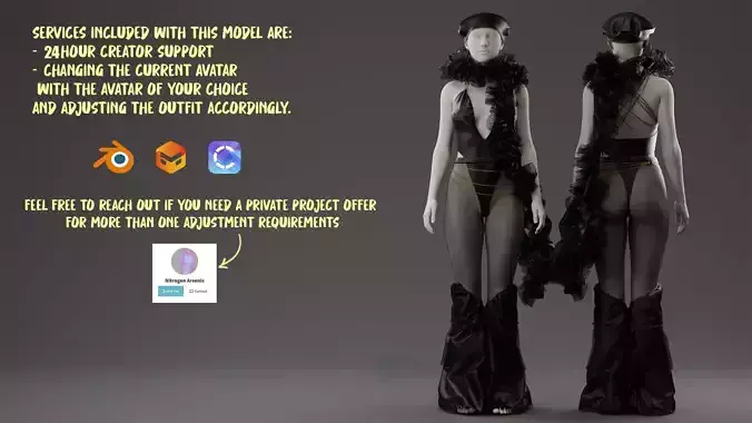 Dark Avant-Garde Ruffled Bodysuit 3D model