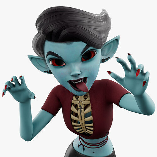 Semi-Realistic FeMale GHOST Character with Rig Low-poly 3D model
