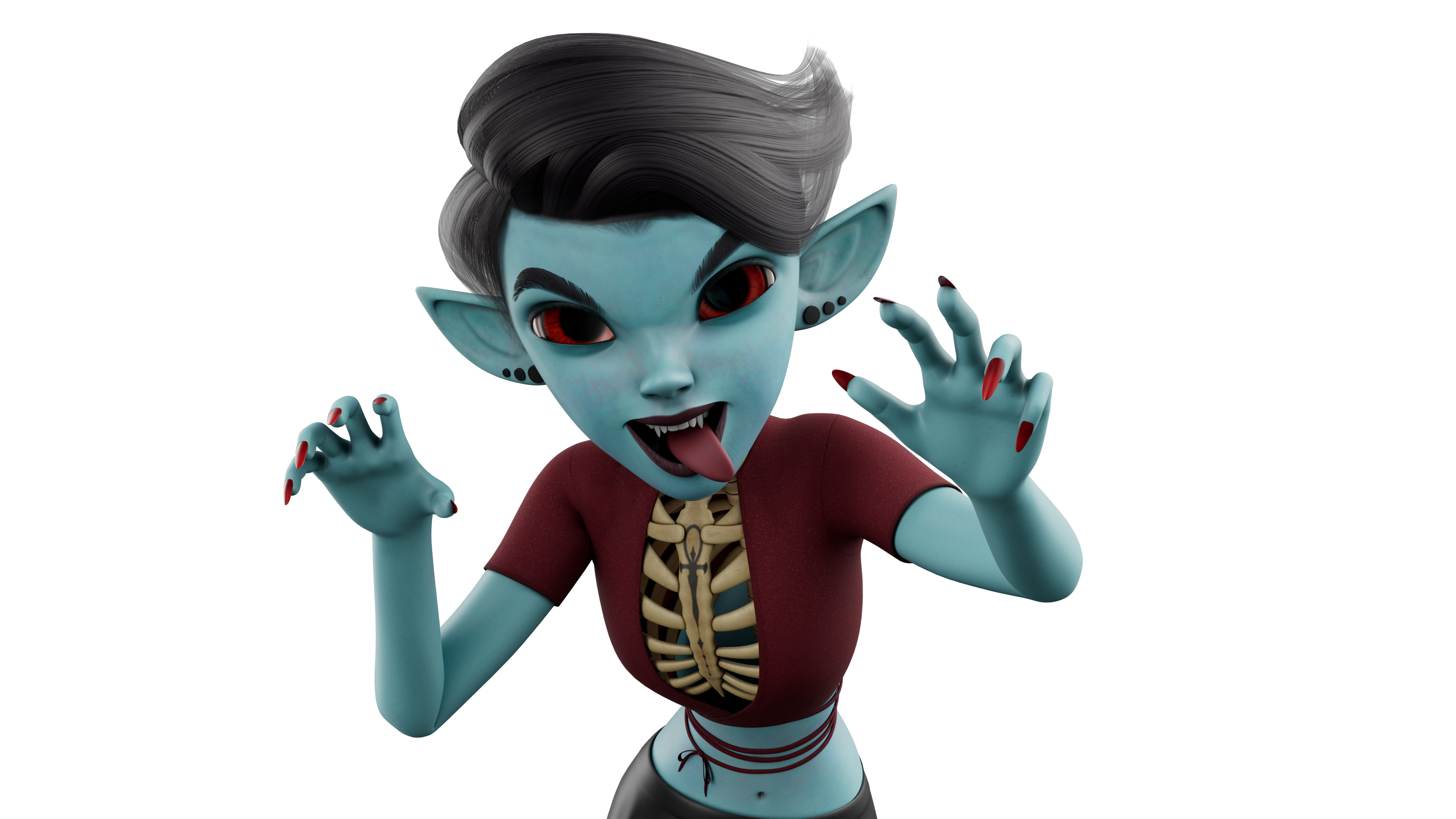 Semi-Realistic FeMale GHOST Character with Rig Low-poly 3D model_2