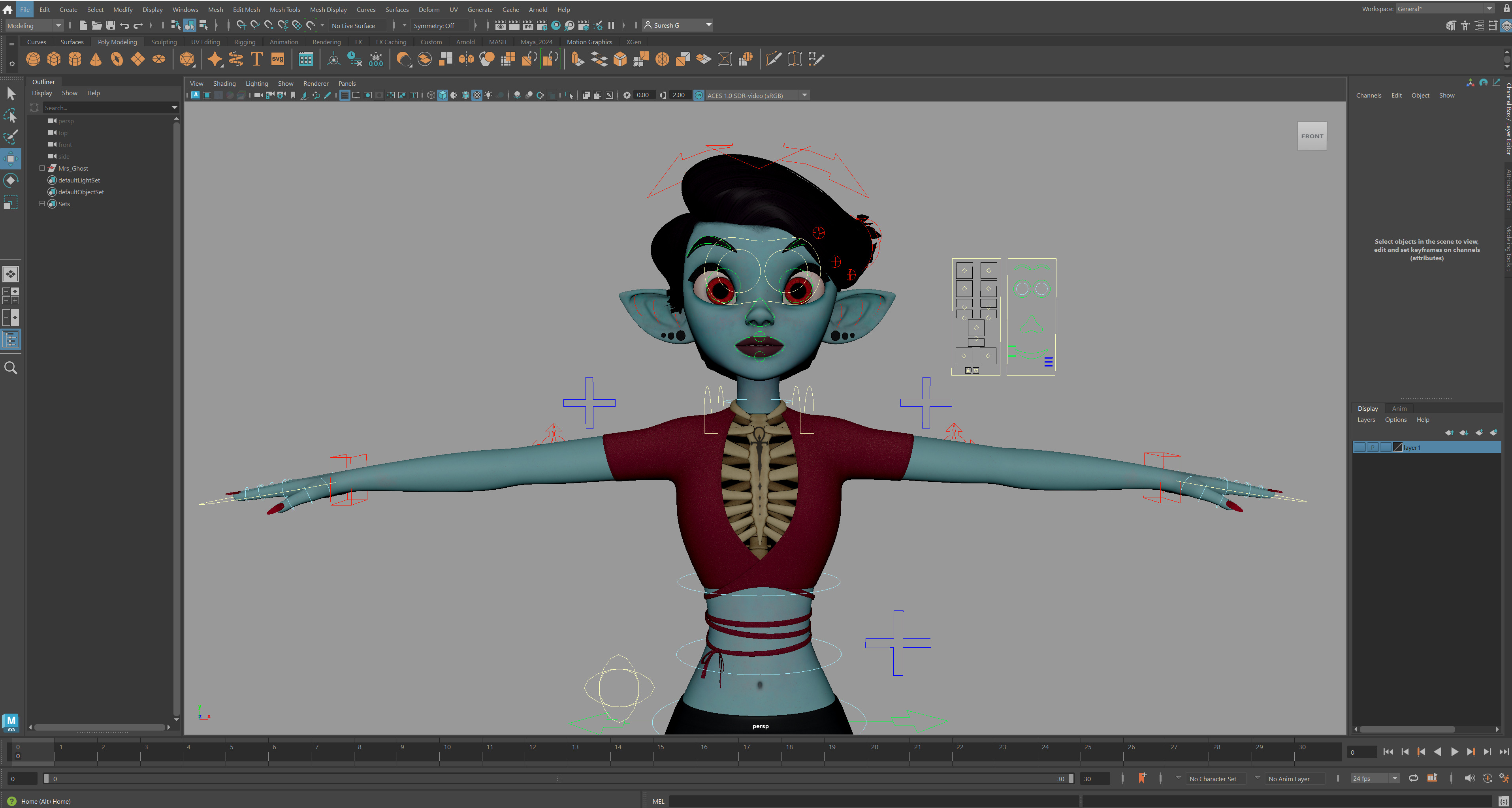 Semi-Realistic FeMale GHOST Character with Rig Low-poly 3D model_13