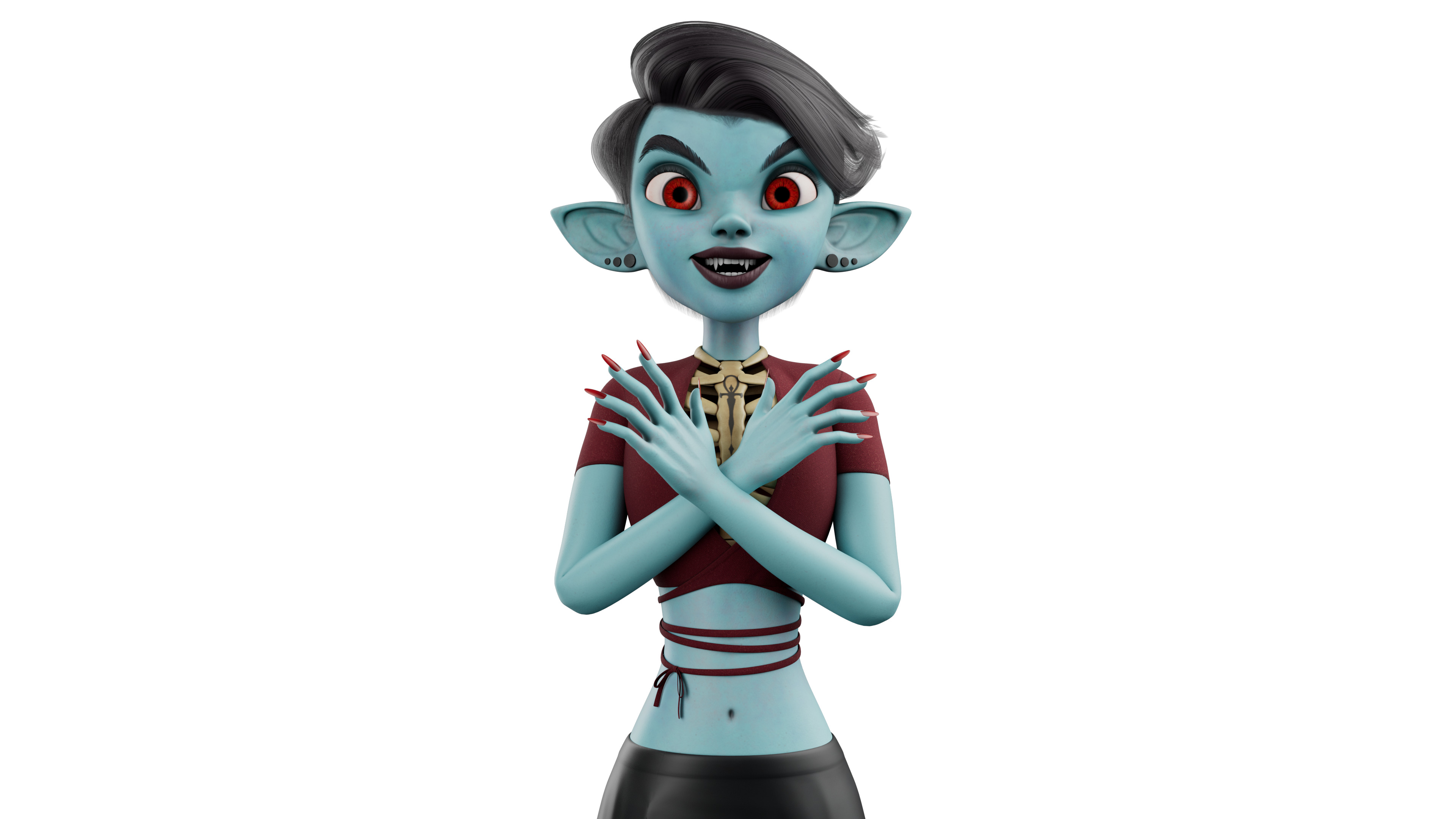 Semi-Realistic FeMale GHOST Character with Rig Low-poly 3D model_3