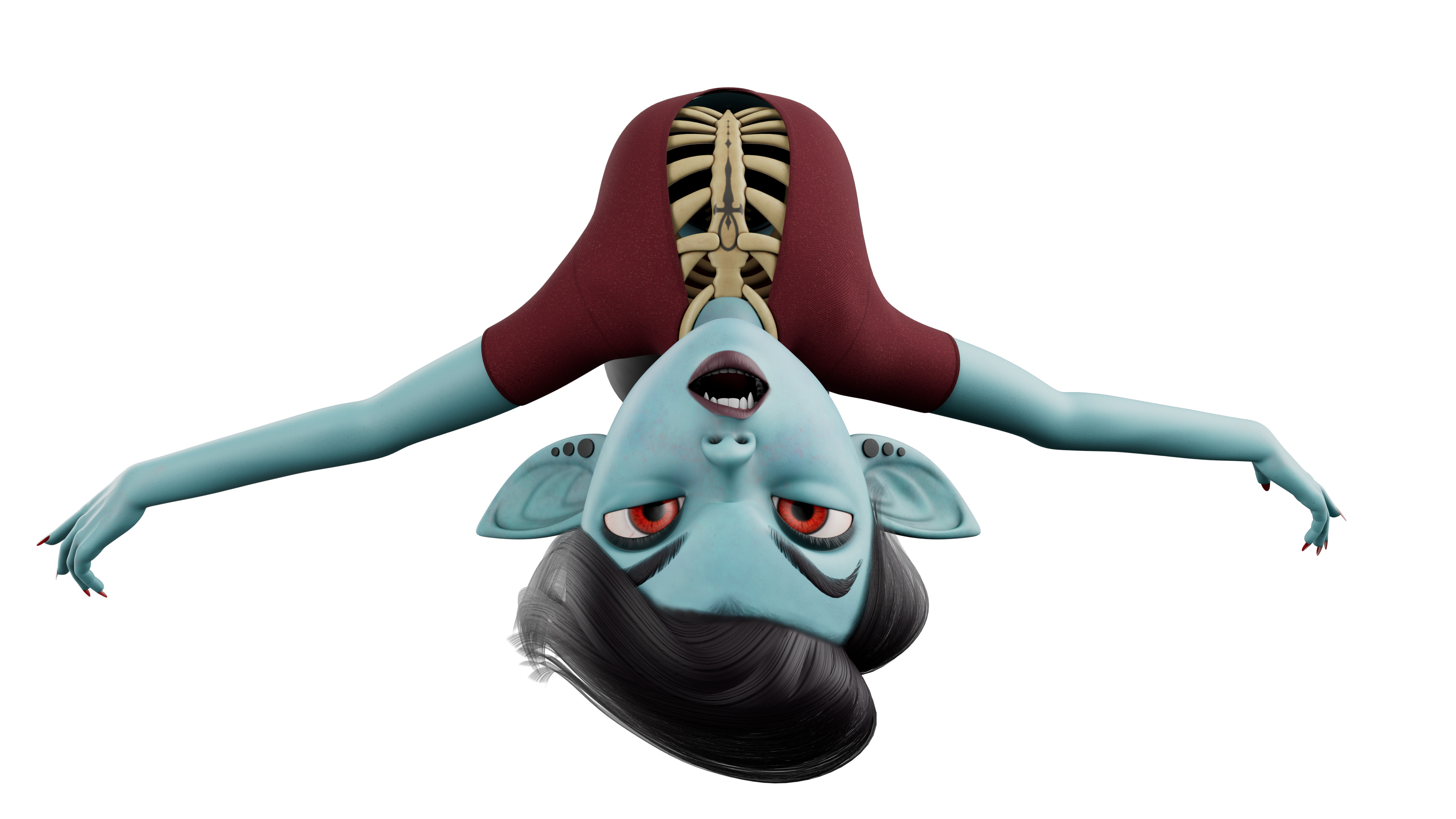 Semi-Realistic FeMale GHOST Character with Rig Low-poly 3D model_9