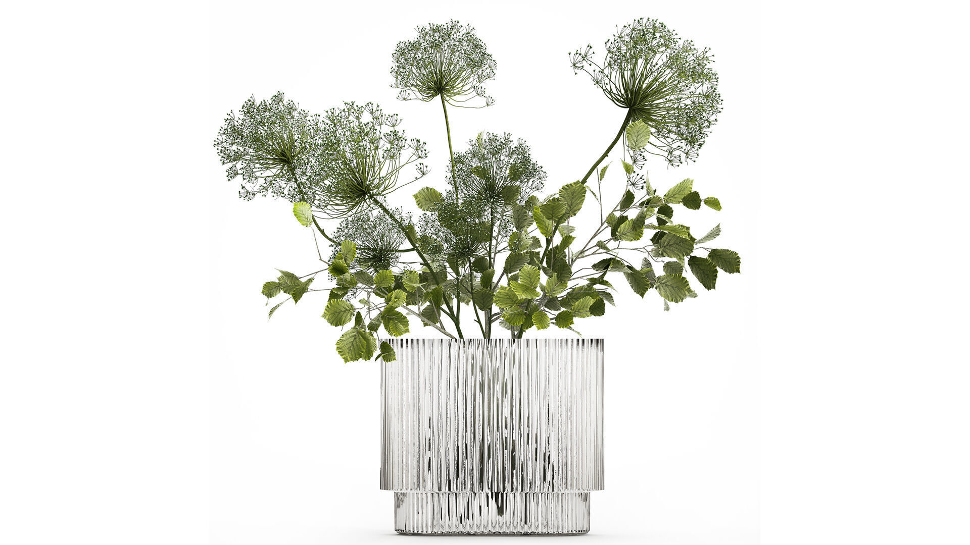 Flower Bouquet Of Green Branches And Hogweed 504 3D model_1