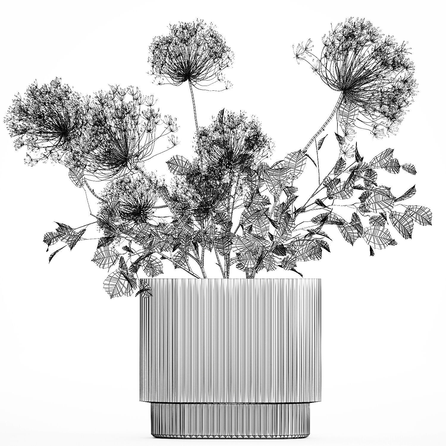 Flower Bouquet Of Green Branches And Hogweed 504 3D model_14