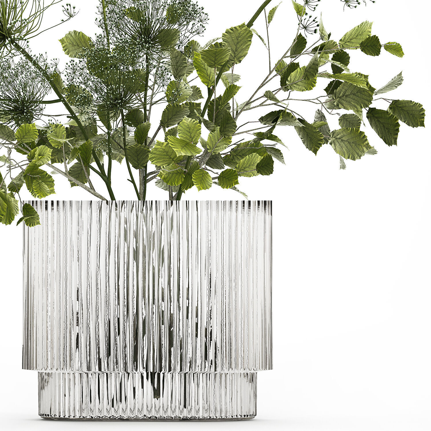 Flower Bouquet Of Green Branches And Hogweed 504 3D model_11