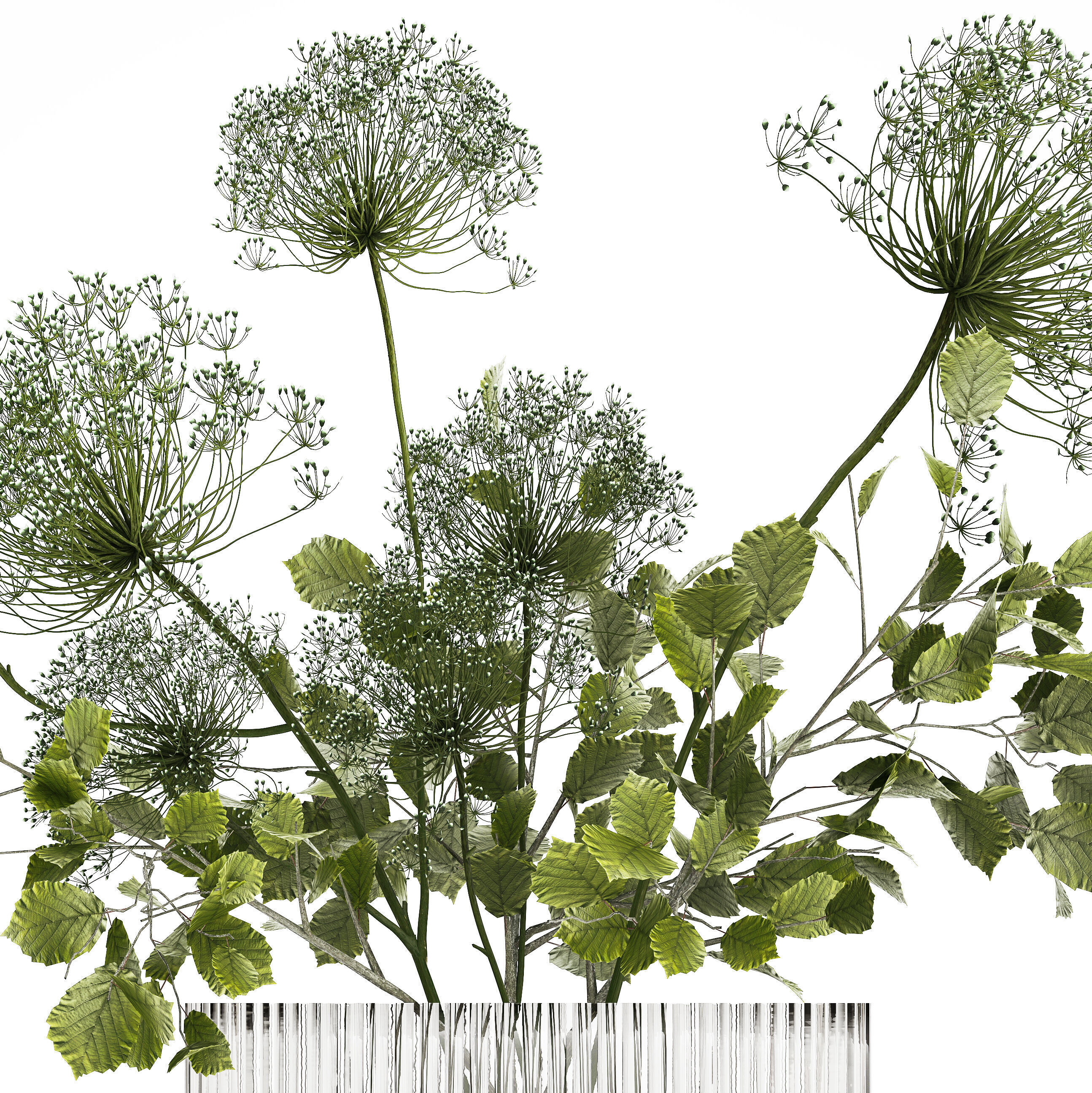 Flower Bouquet Of Green Branches And Hogweed 504 3D model_13