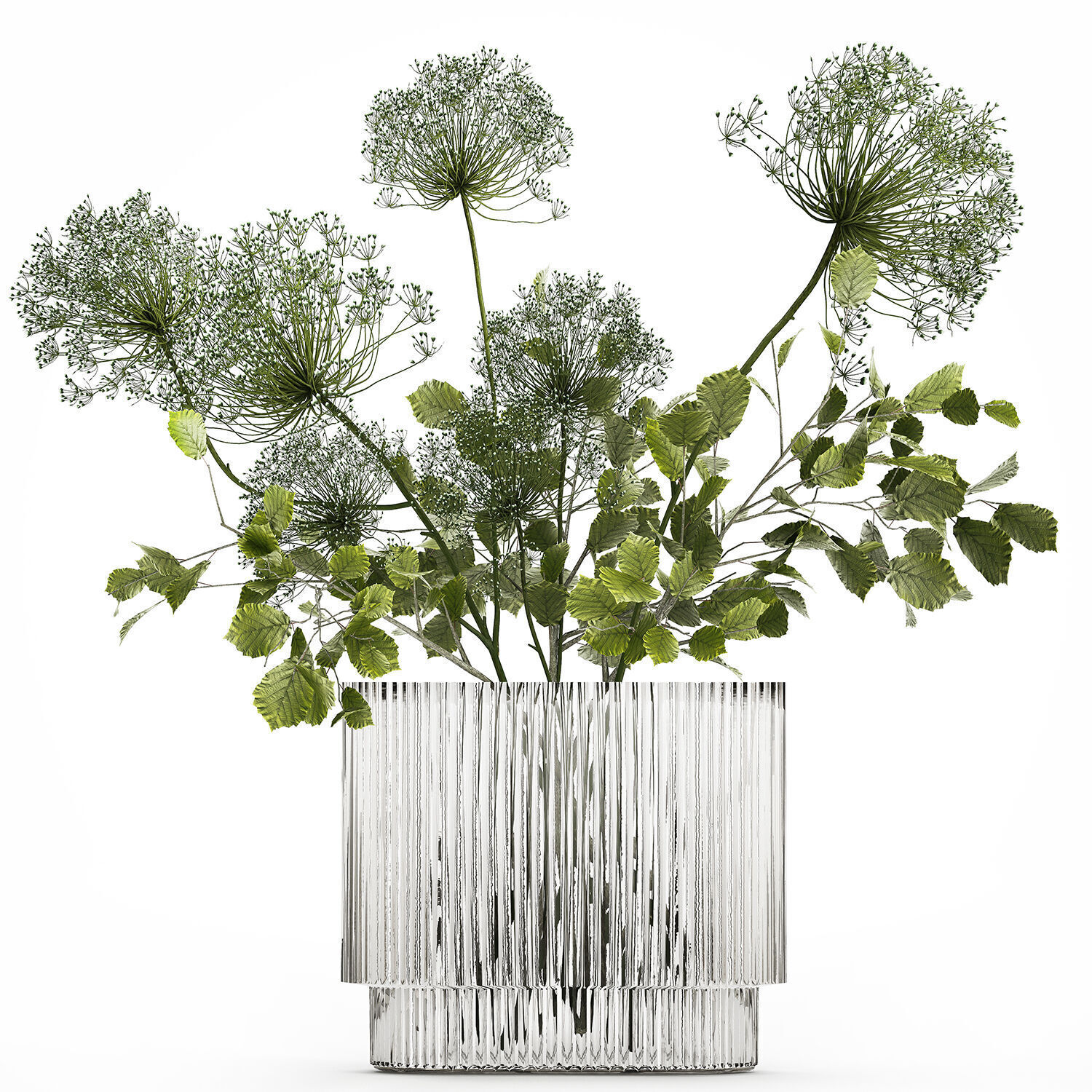 Flower Bouquet Of Green Branches And Hogweed 504 3D model_9