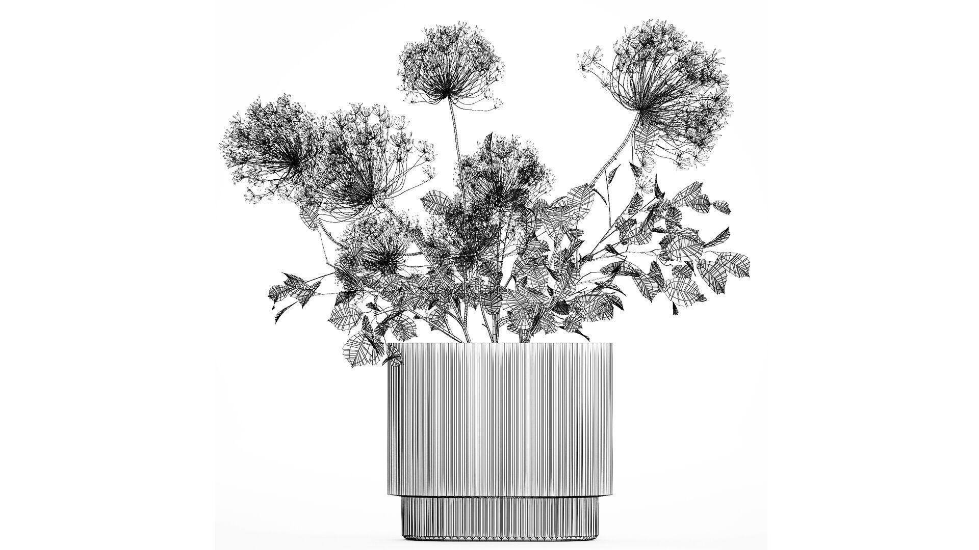 Flower Bouquet Of Green Branches And Hogweed 504 3D model_8