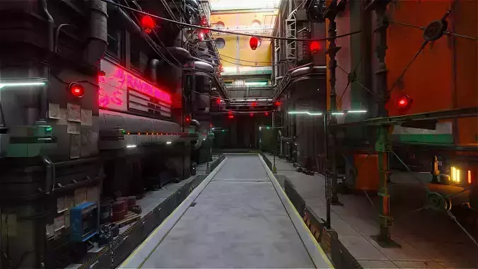 Cyberpunk Futuristic Sci-Fi Street Scene 3D model