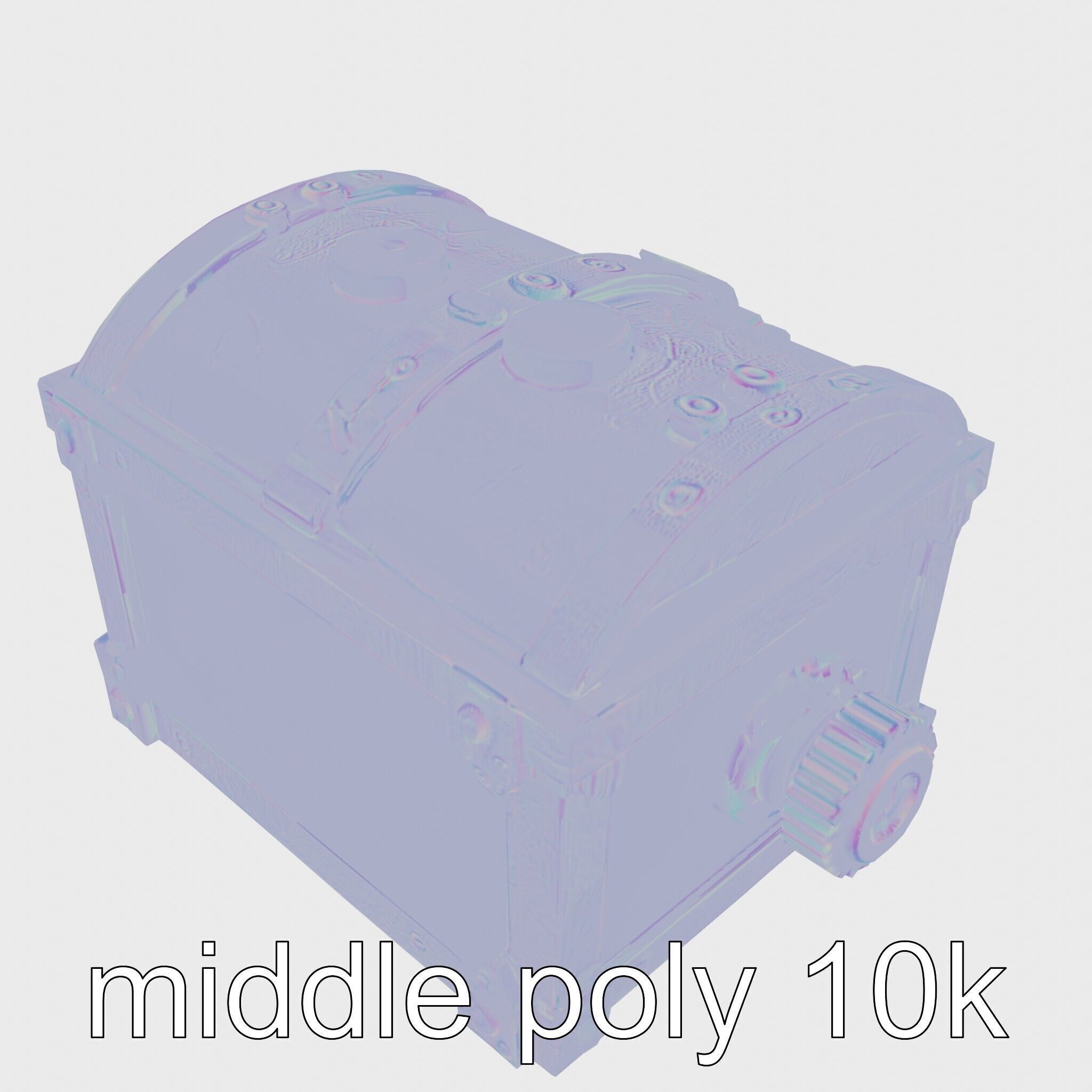 Steampunk Treasure Chest with Metallic Gears Low-poly 3D model_21