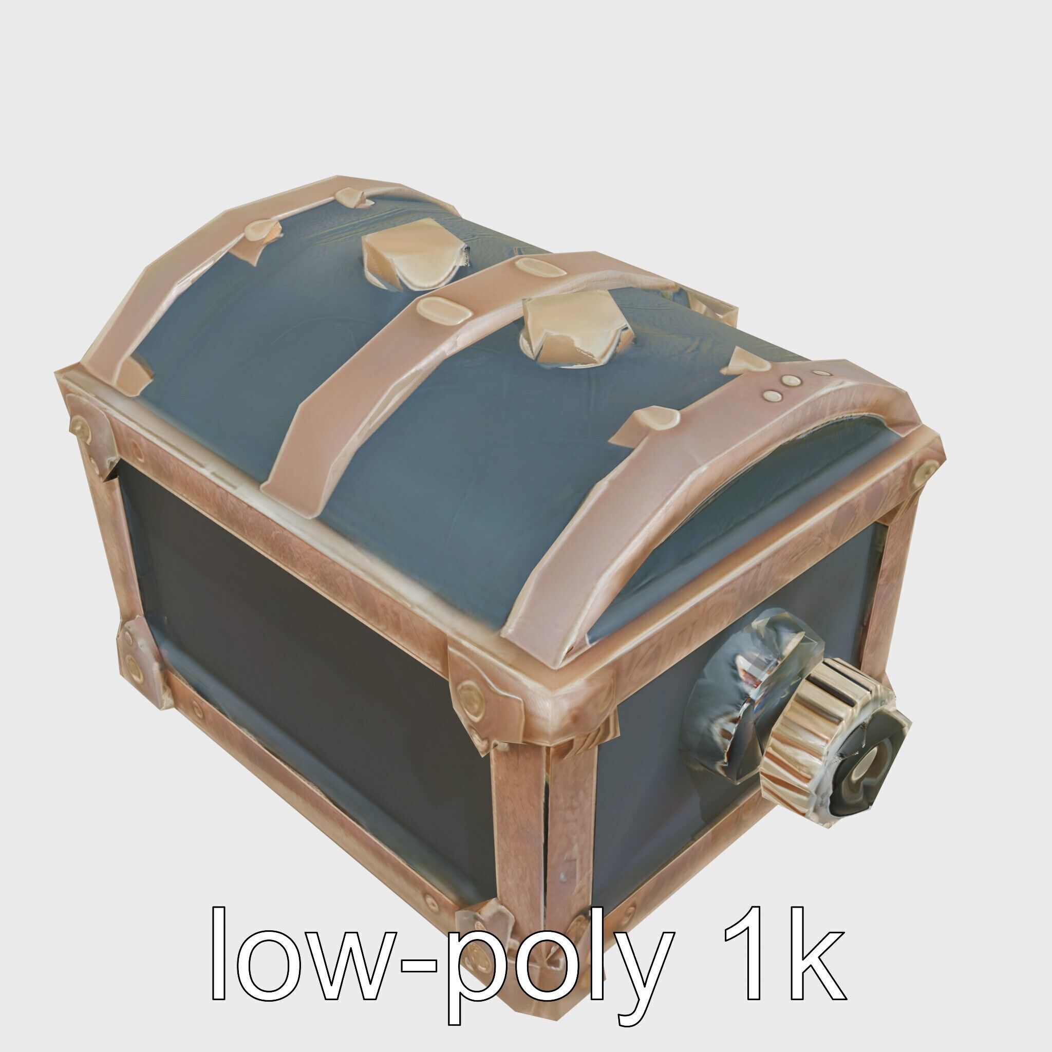Steampunk Treasure Chest with Metallic Gears Low-poly 3D model_13