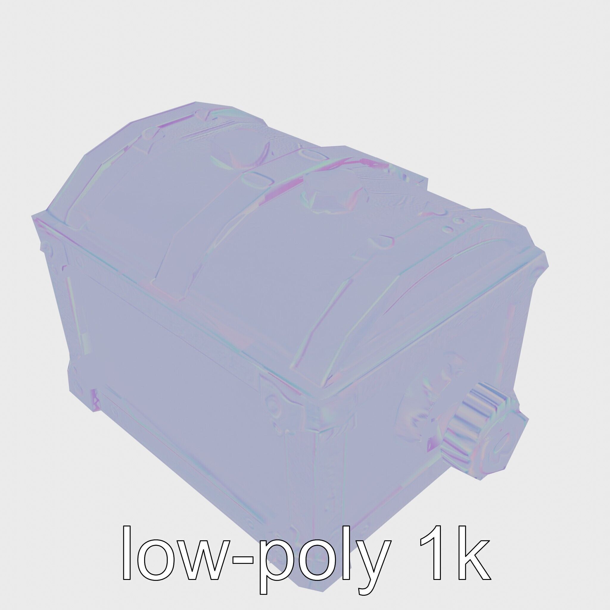 Steampunk Treasure Chest with Metallic Gears Low-poly 3D model_22