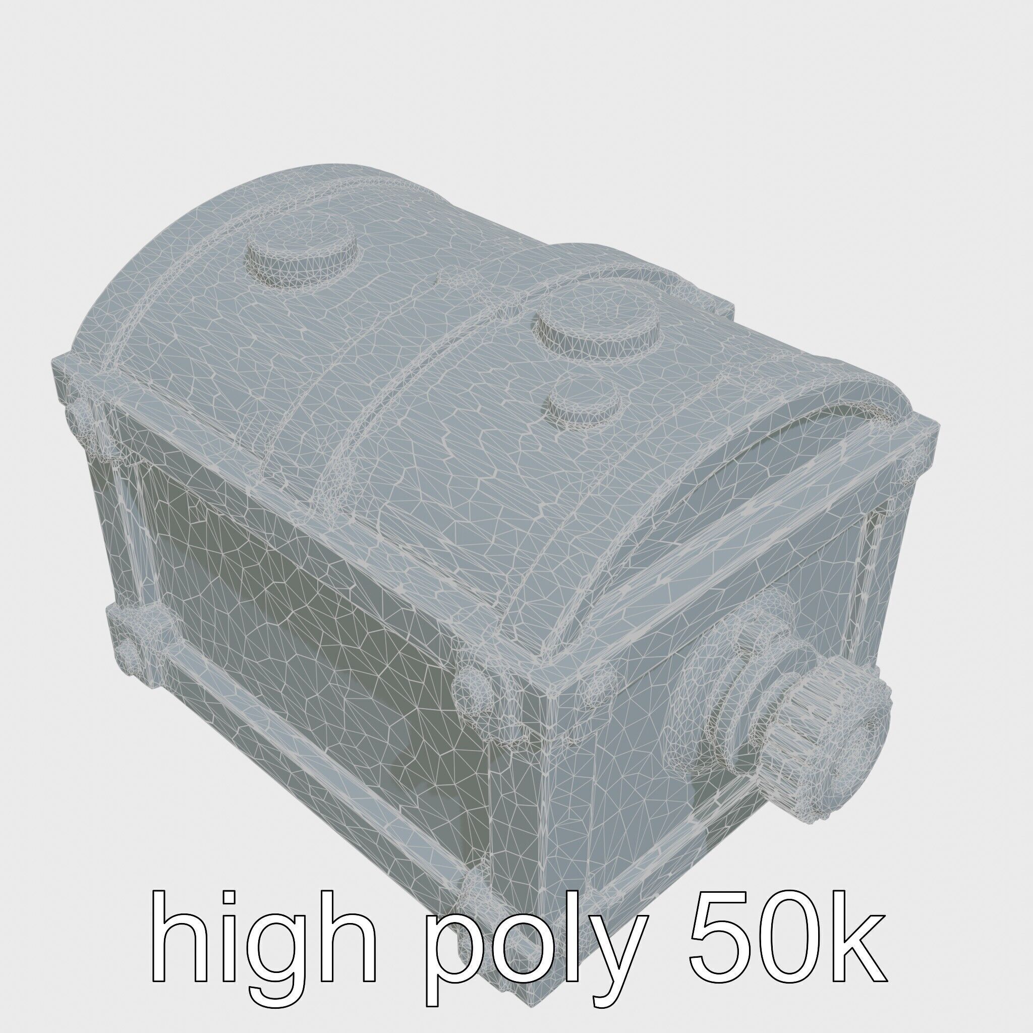 Steampunk Treasure Chest with Metallic Gears Low-poly 3D model_30