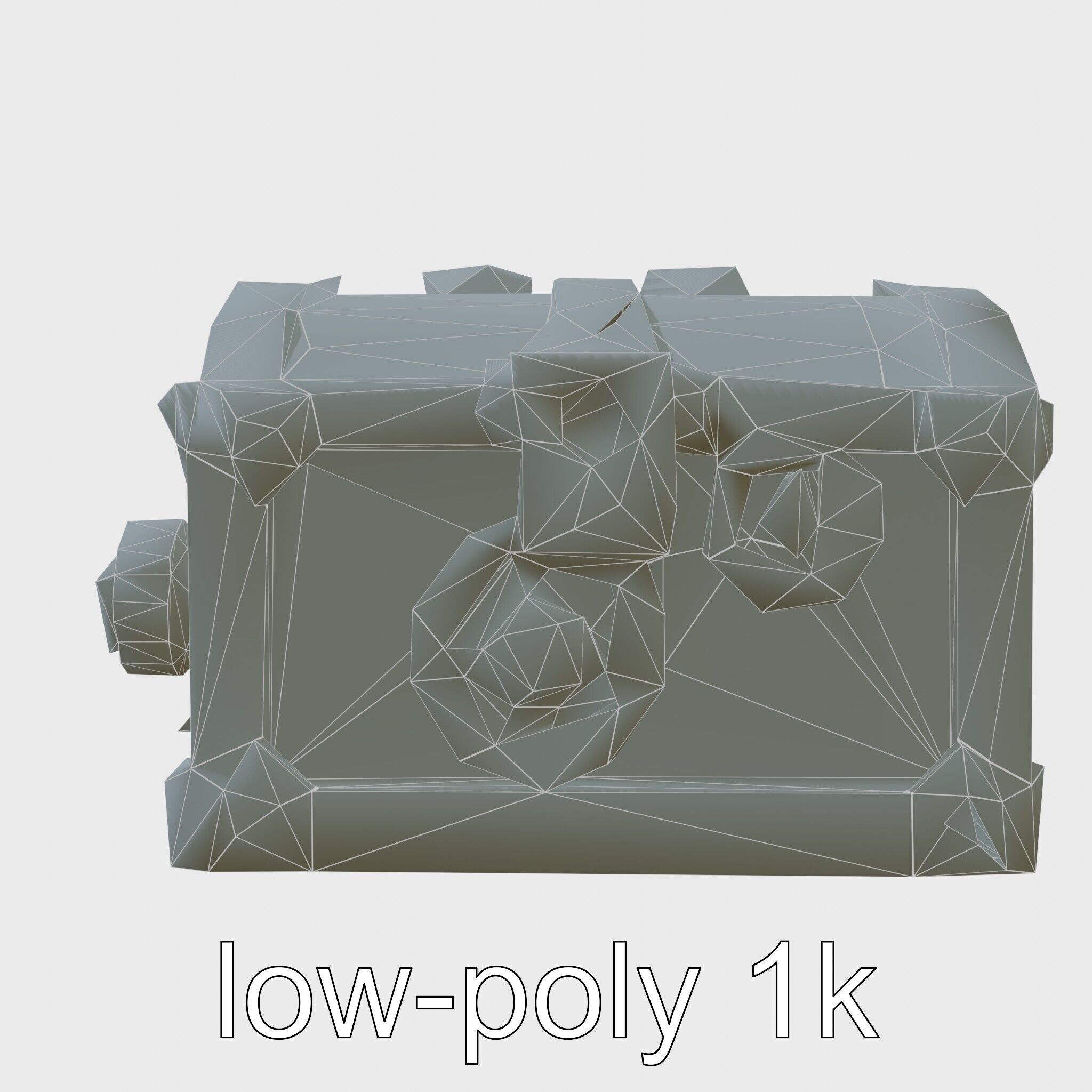 Steampunk Treasure Chest with Metallic Gears Low-poly 3D model_10