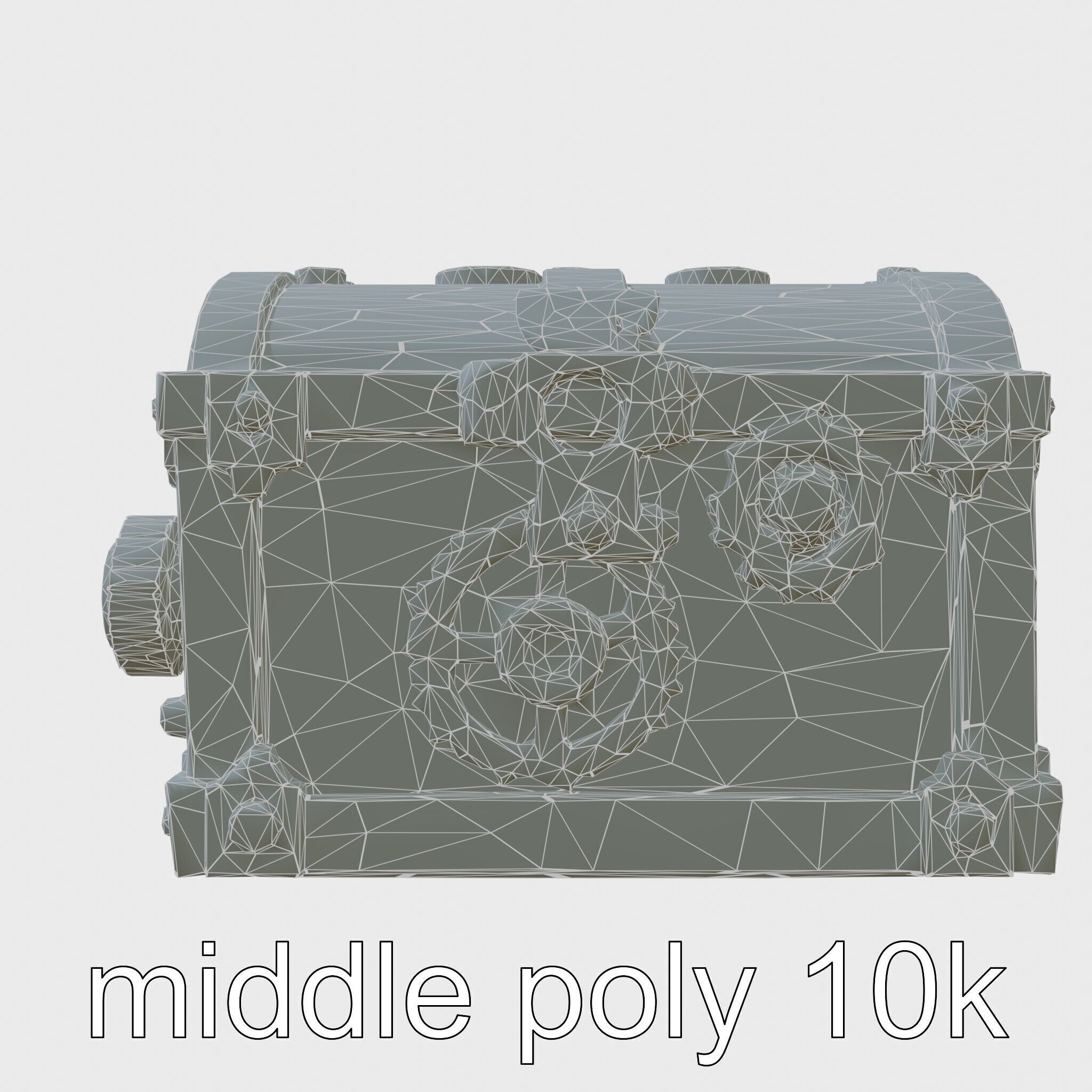 Steampunk Treasure Chest with Metallic Gears Low-poly 3D model_9
