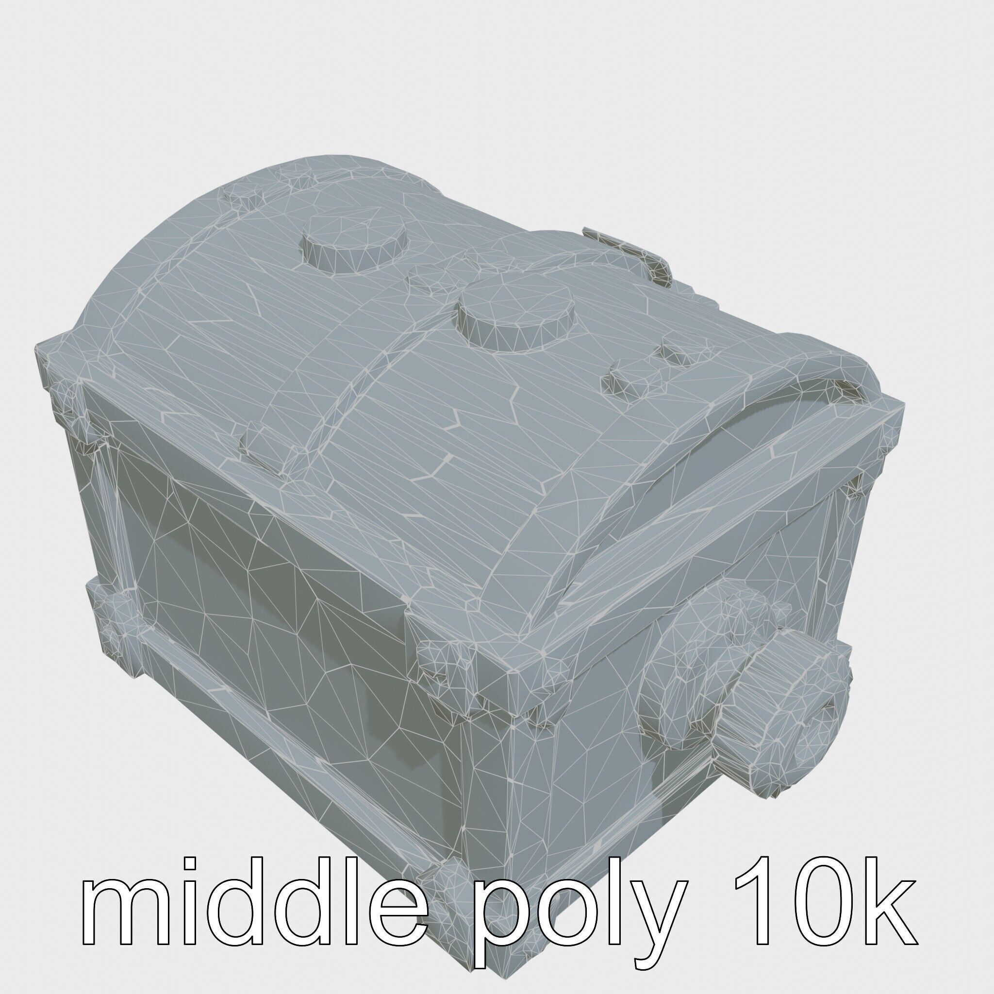 Steampunk Treasure Chest with Metallic Gears Low-poly 3D model_23