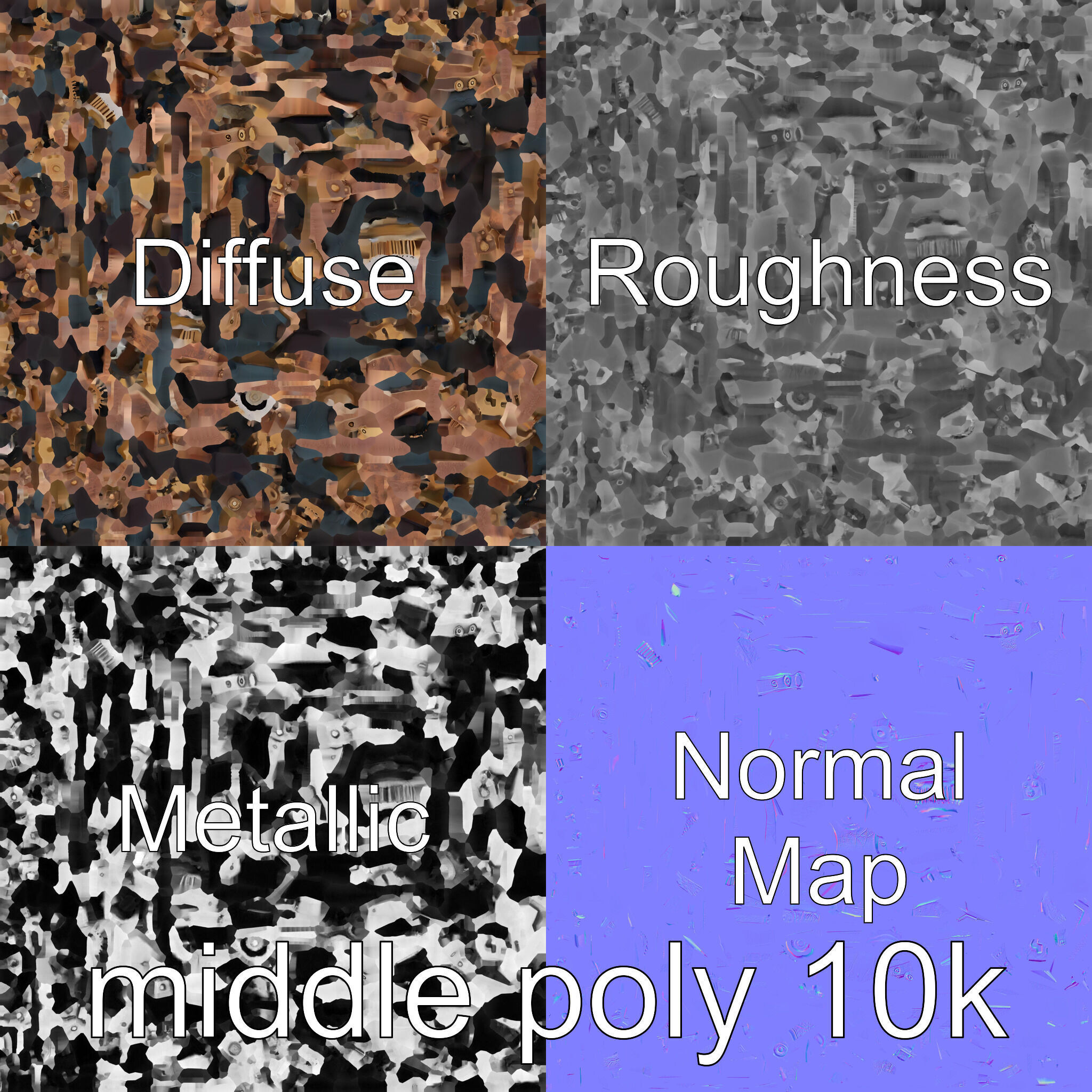 Steampunk Treasure Chest with Metallic Gears Low-poly 3D model_24