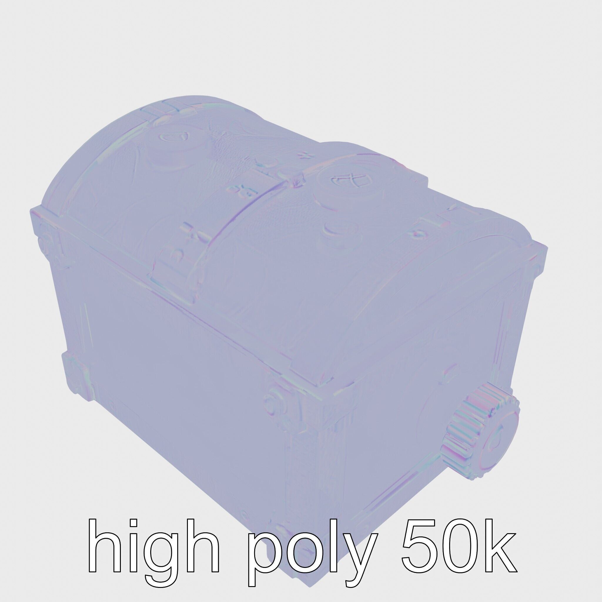 Steampunk Treasure Chest with Metallic Gears Low-poly 3D model_25