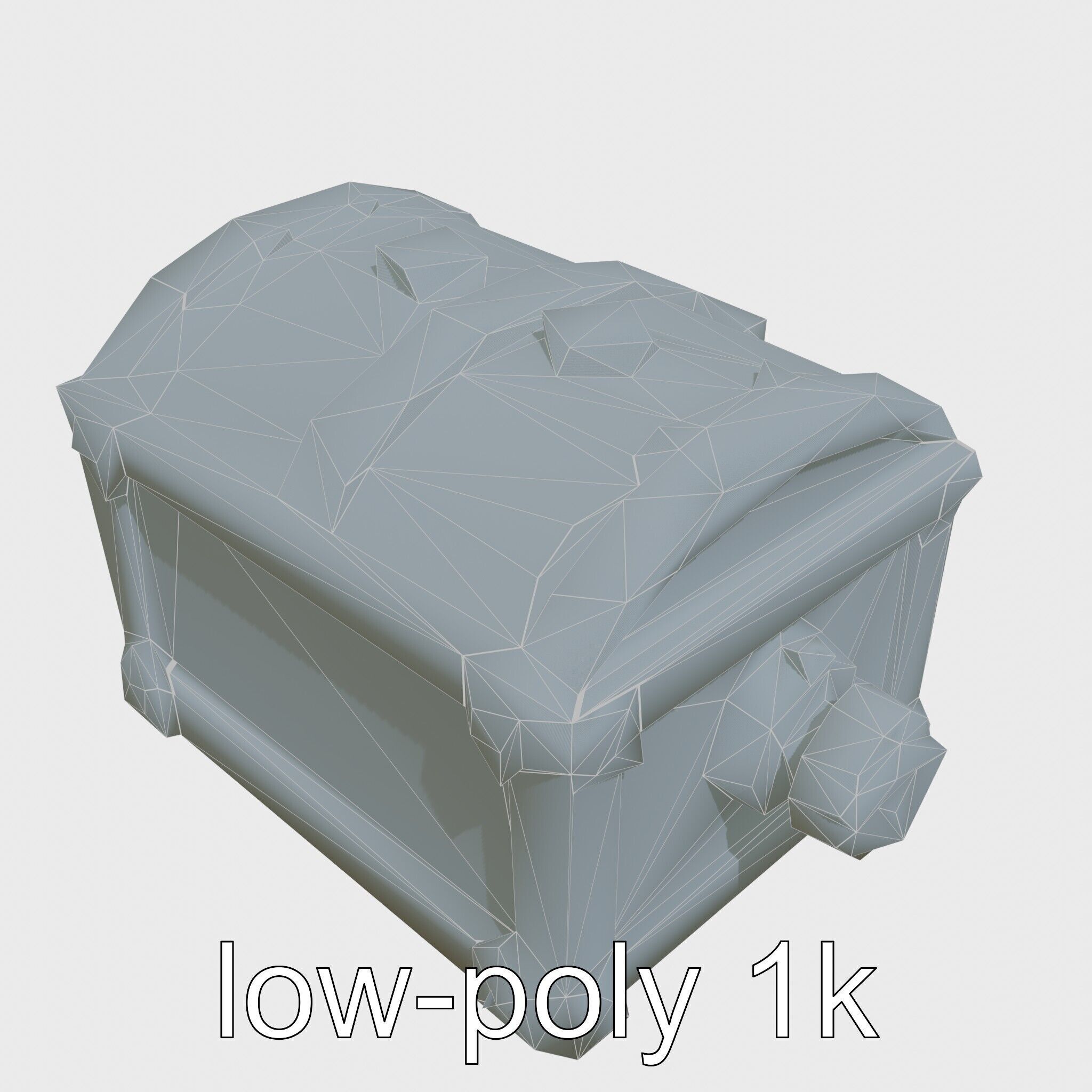 Steampunk Treasure Chest with Metallic Gears Low-poly 3D model_29