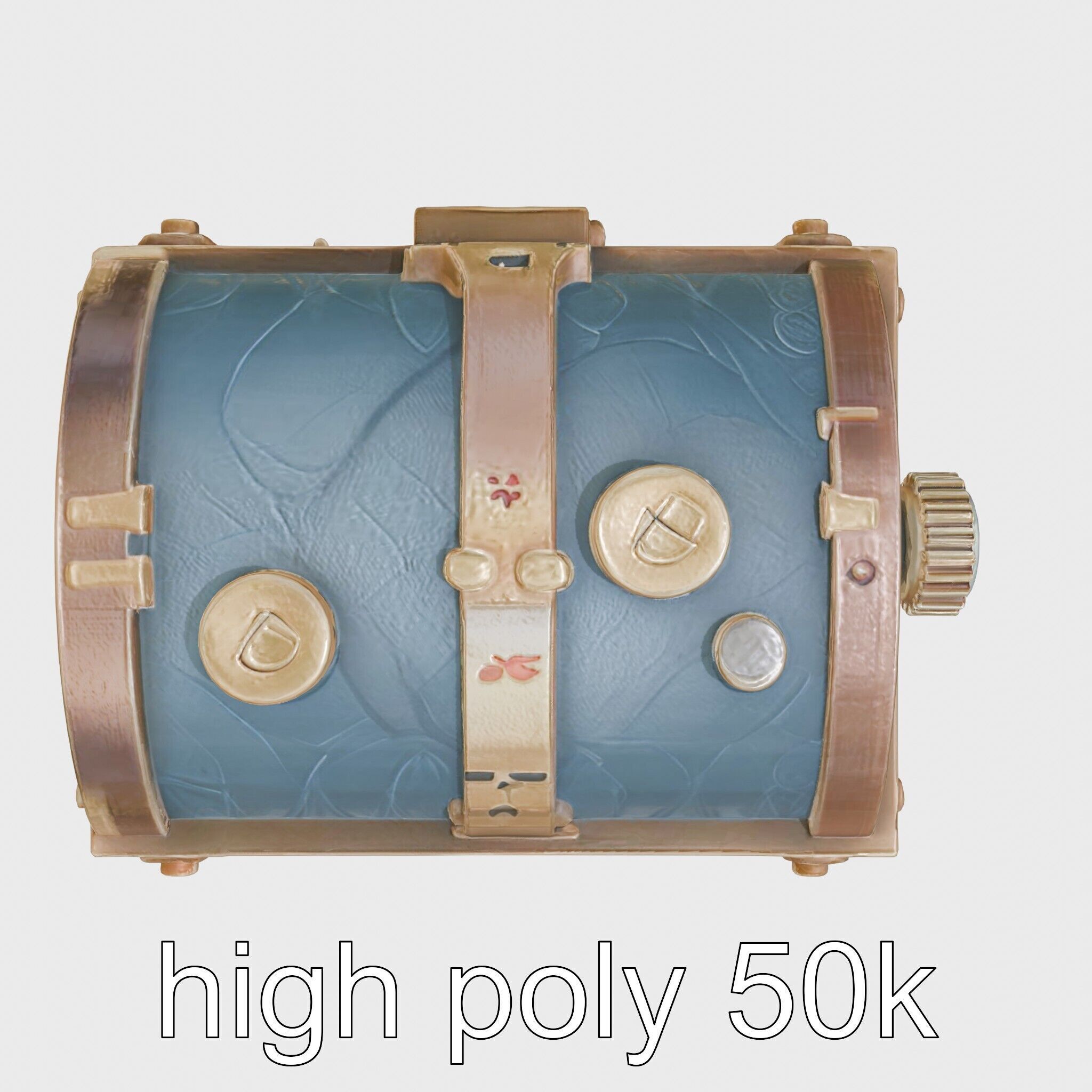 Steampunk Treasure Chest with Metallic Gears Low-poly 3D model_19