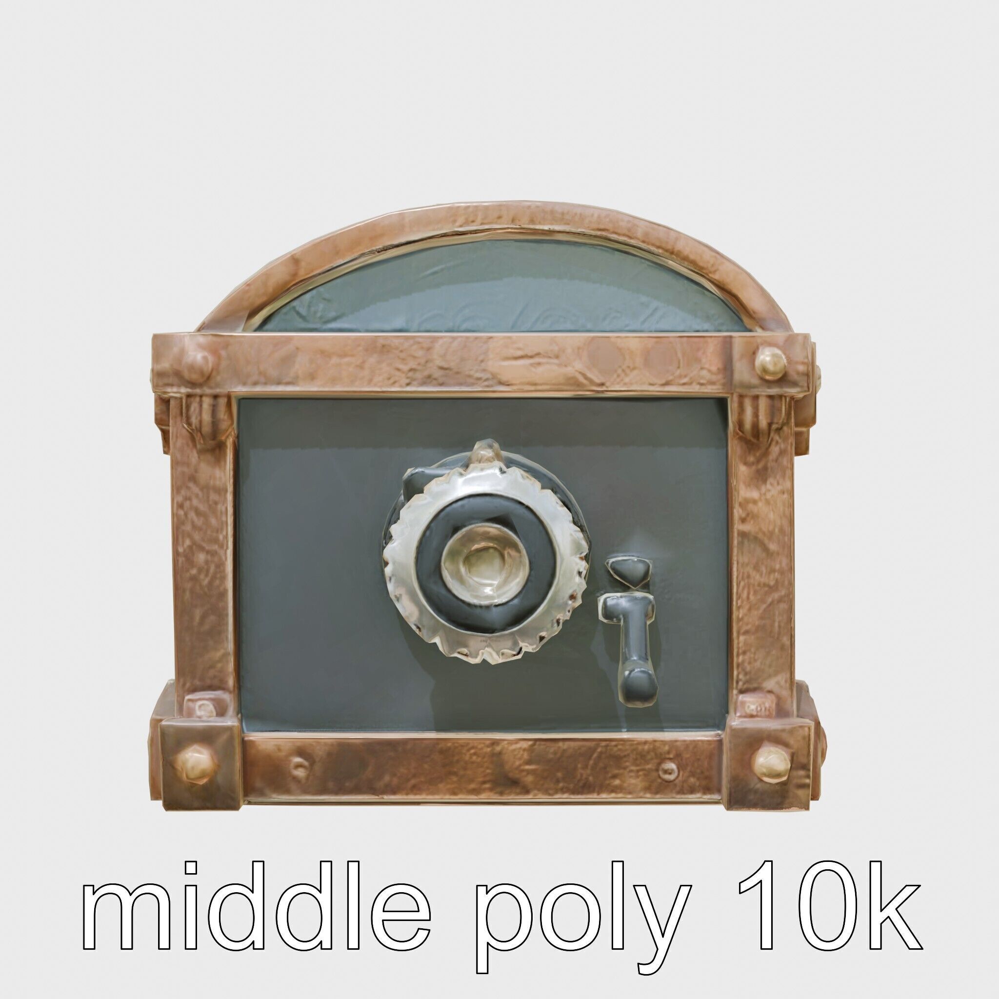 Steampunk Treasure Chest with Metallic Gears Low-poly 3D model_28