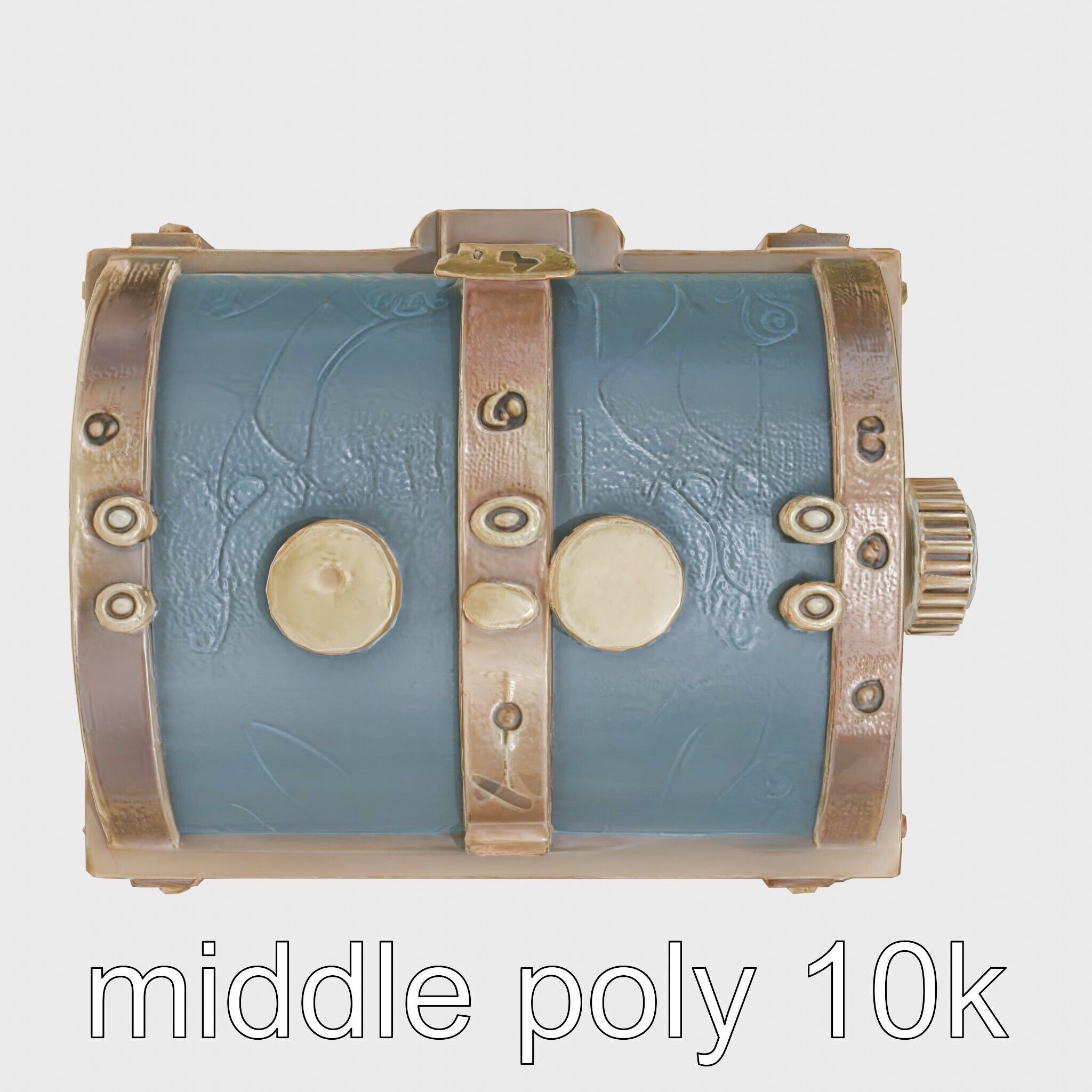 Steampunk Treasure Chest with Metallic Gears Low-poly 3D model_15