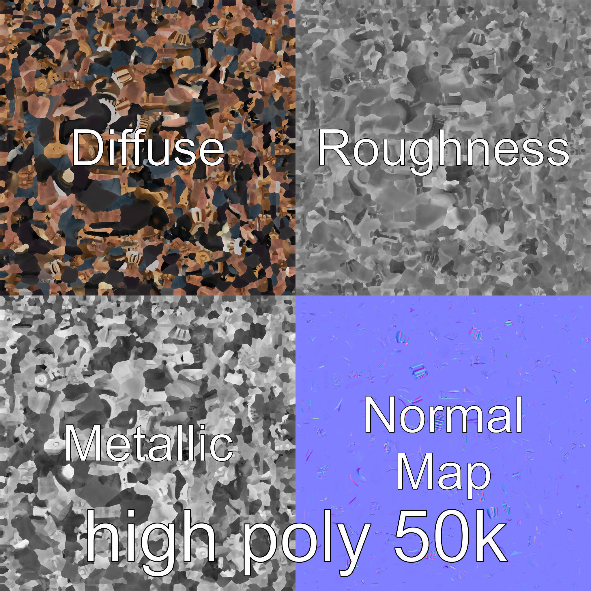 Steampunk Treasure Chest with Metallic Gears Low-poly 3D model_20