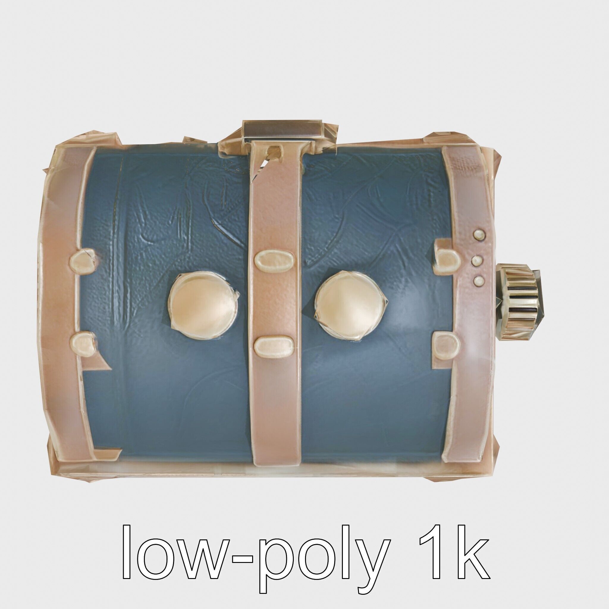 Steampunk Treasure Chest with Metallic Gears Low-poly 3D model_16