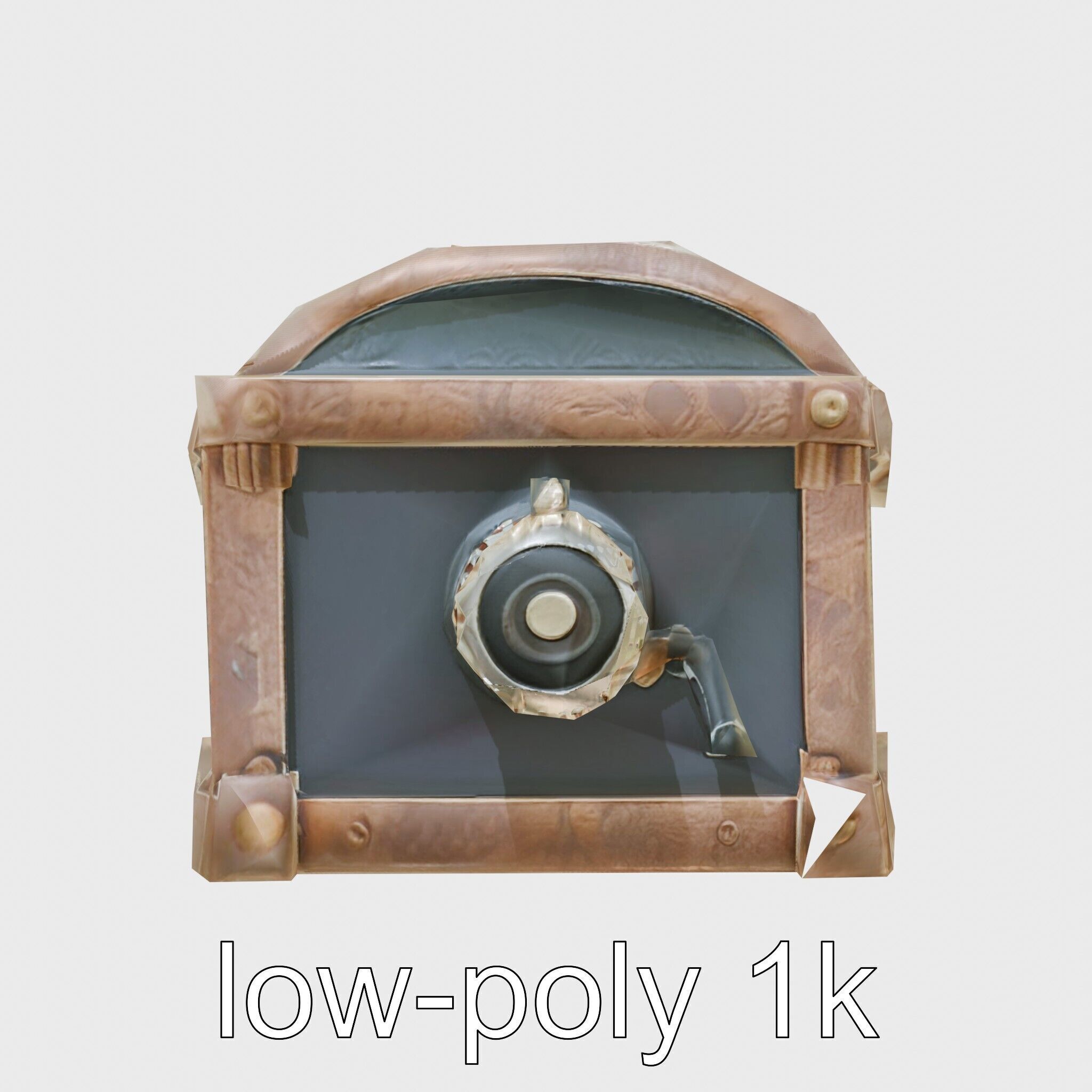 Steampunk Treasure Chest with Metallic Gears Low-poly 3D model_14
