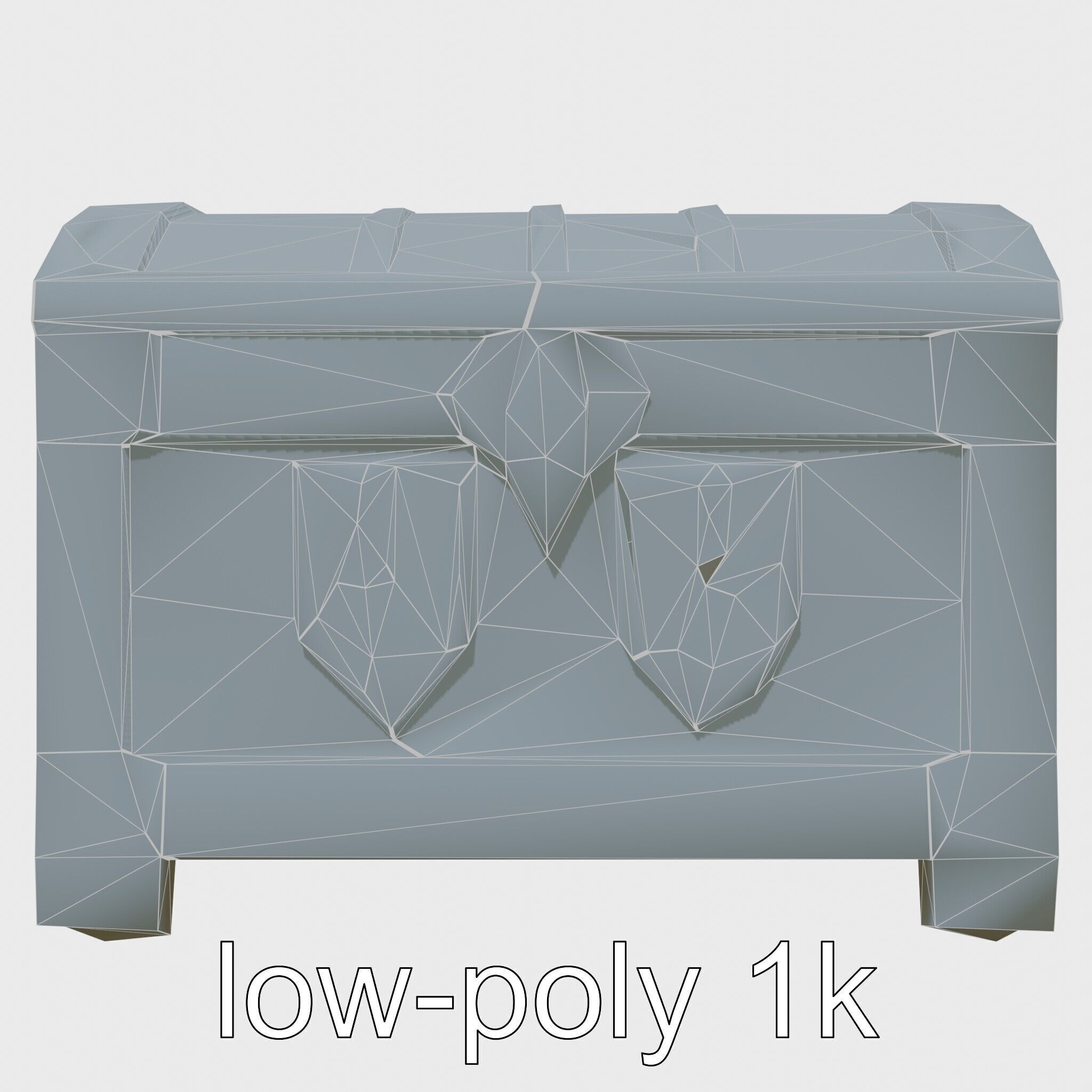 Medieval Treasure Chest with Iron Reinforcements Low-poly 3D model_26